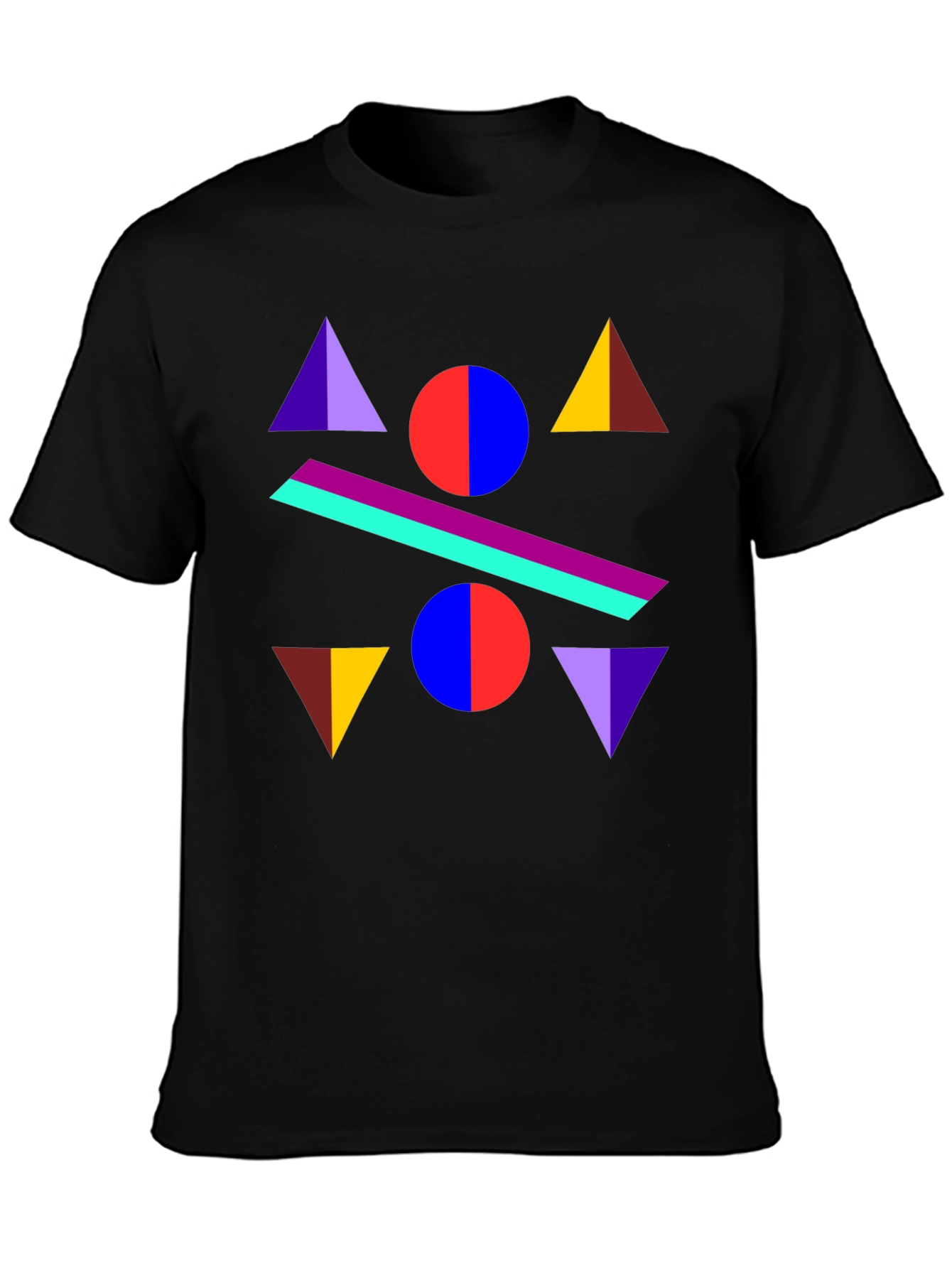 Geometric Graphic Print Black T-Shirt