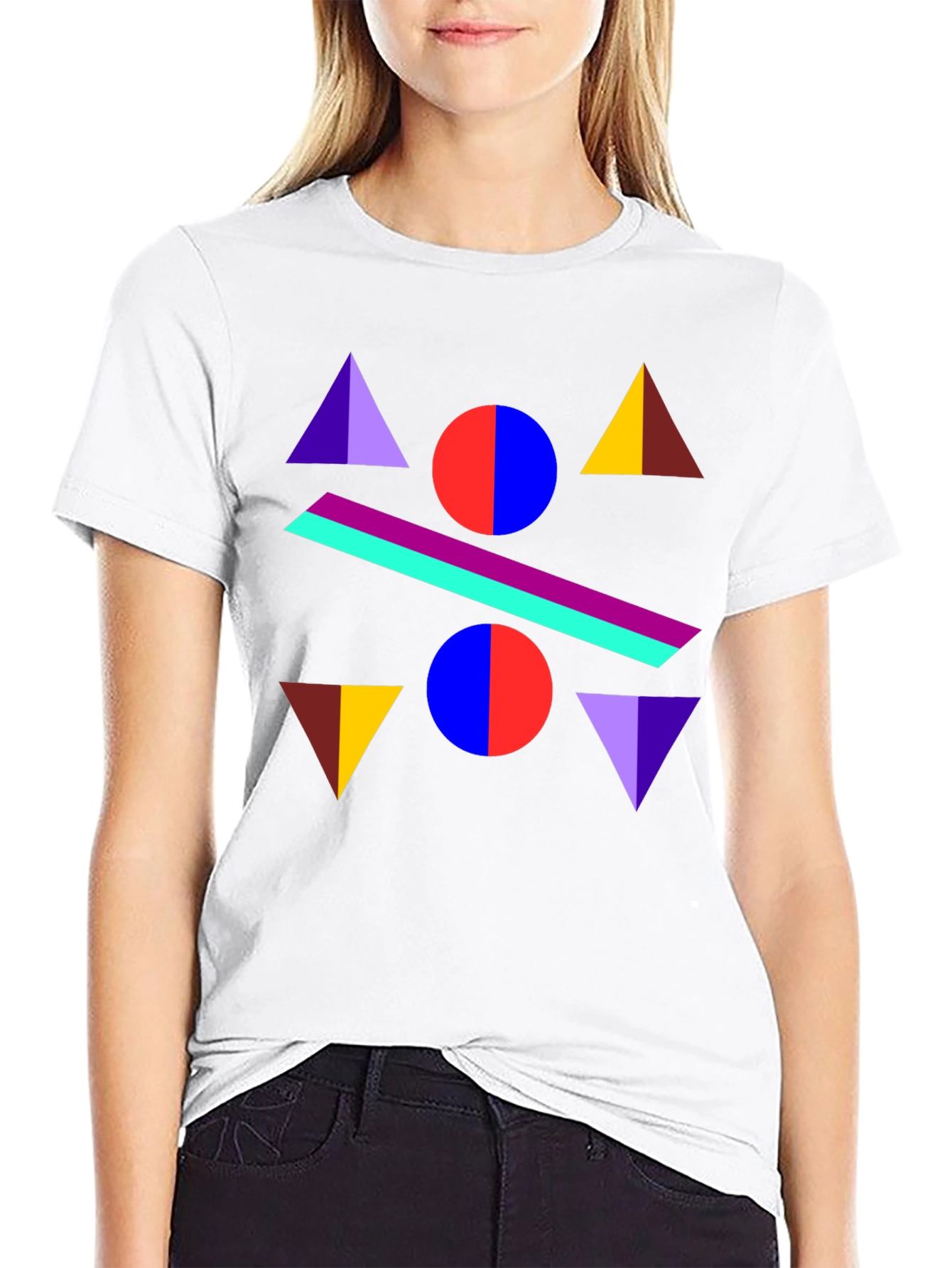 Geometric Graphic Print Black T-Shirt