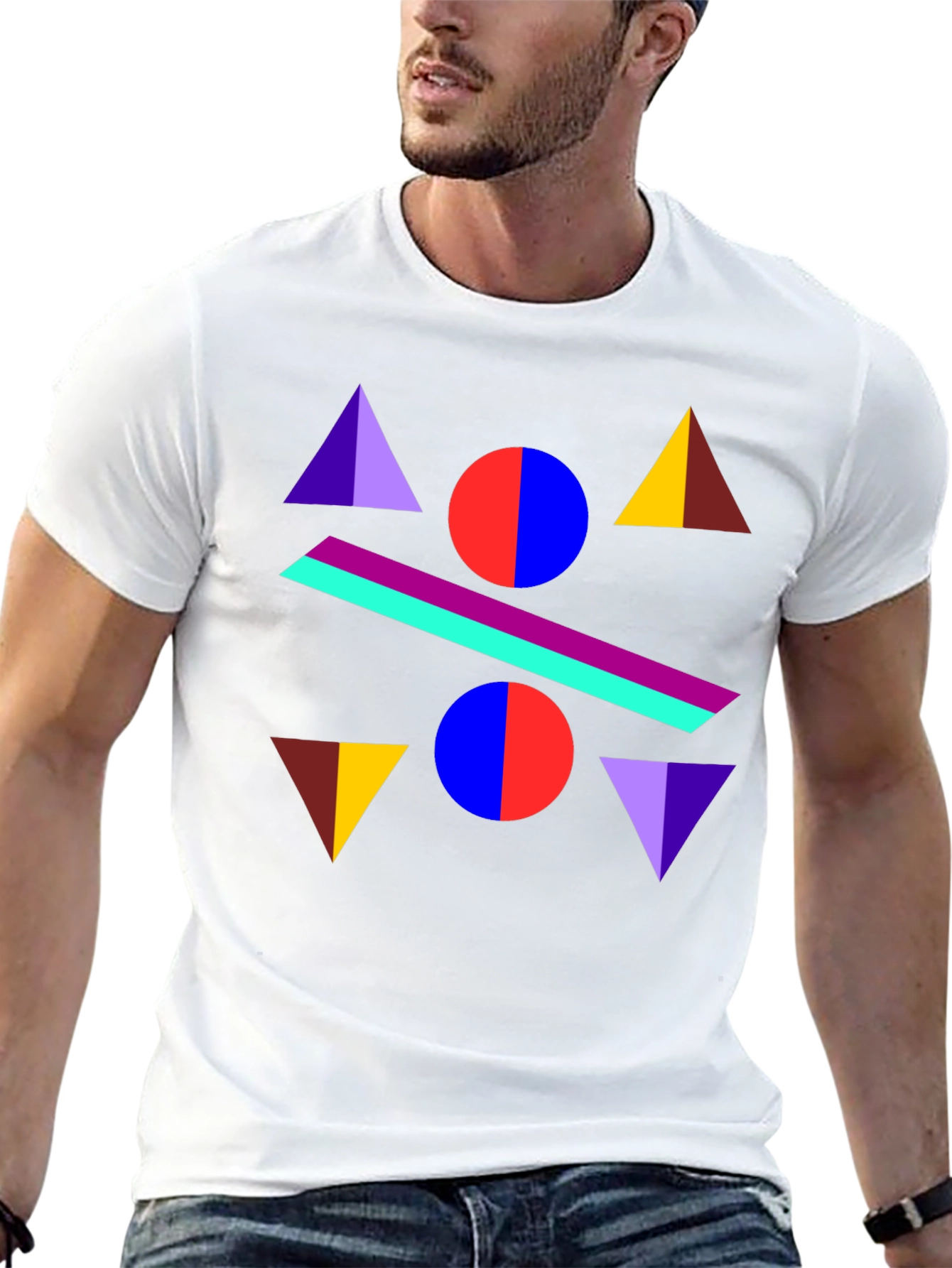 Geometric Graphic Print Black T-Shirt