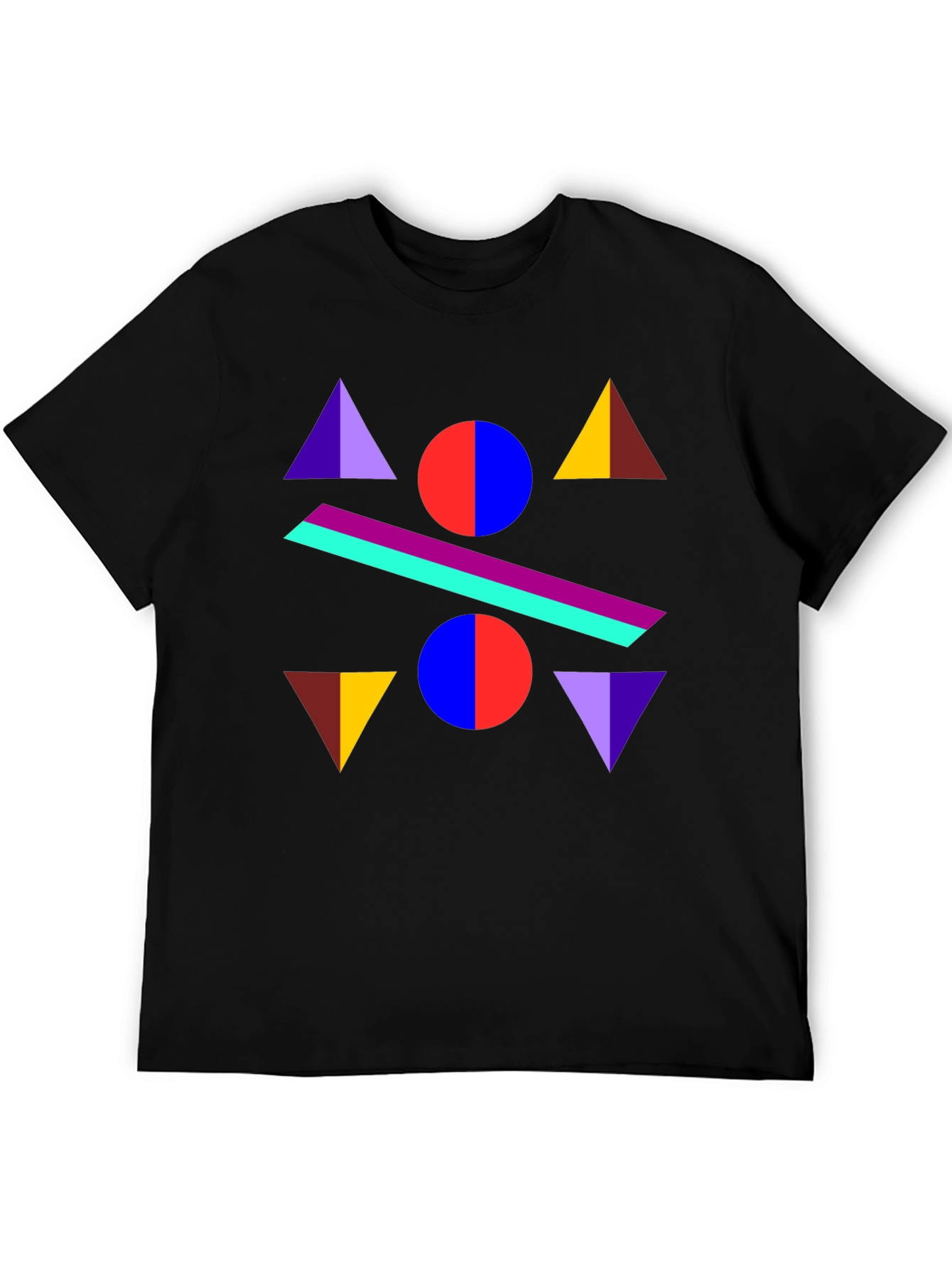 Geometric Graphic Print Black T-Shirt