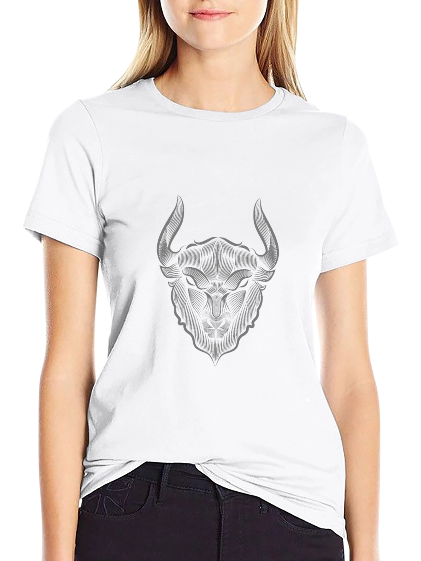 Black Graphic Tee - Bull Head Design