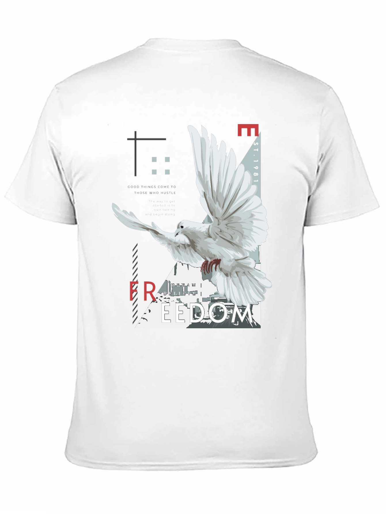 Freedom Dove Graphic Tee - Black Cotton Blend T-Shirt