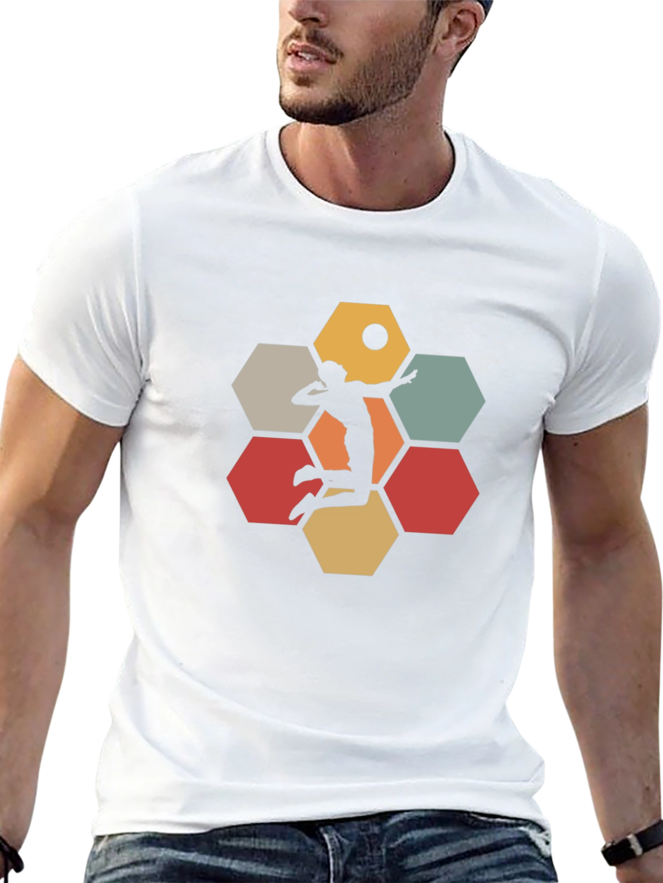 Volleyball Hexagon Graphic Tee - Black