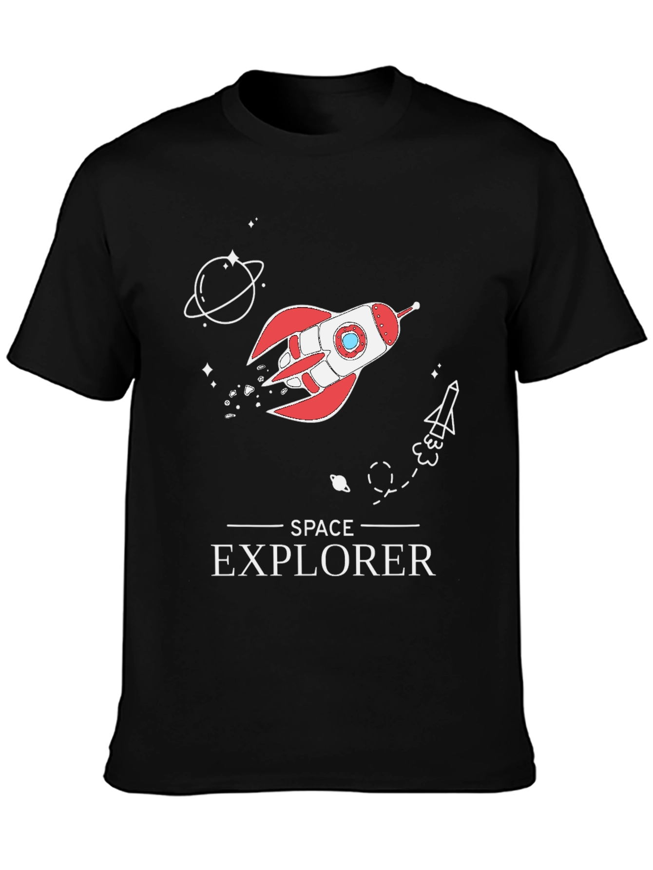 Space Explorer Graphic T-Shirt - Black Cotton Tee