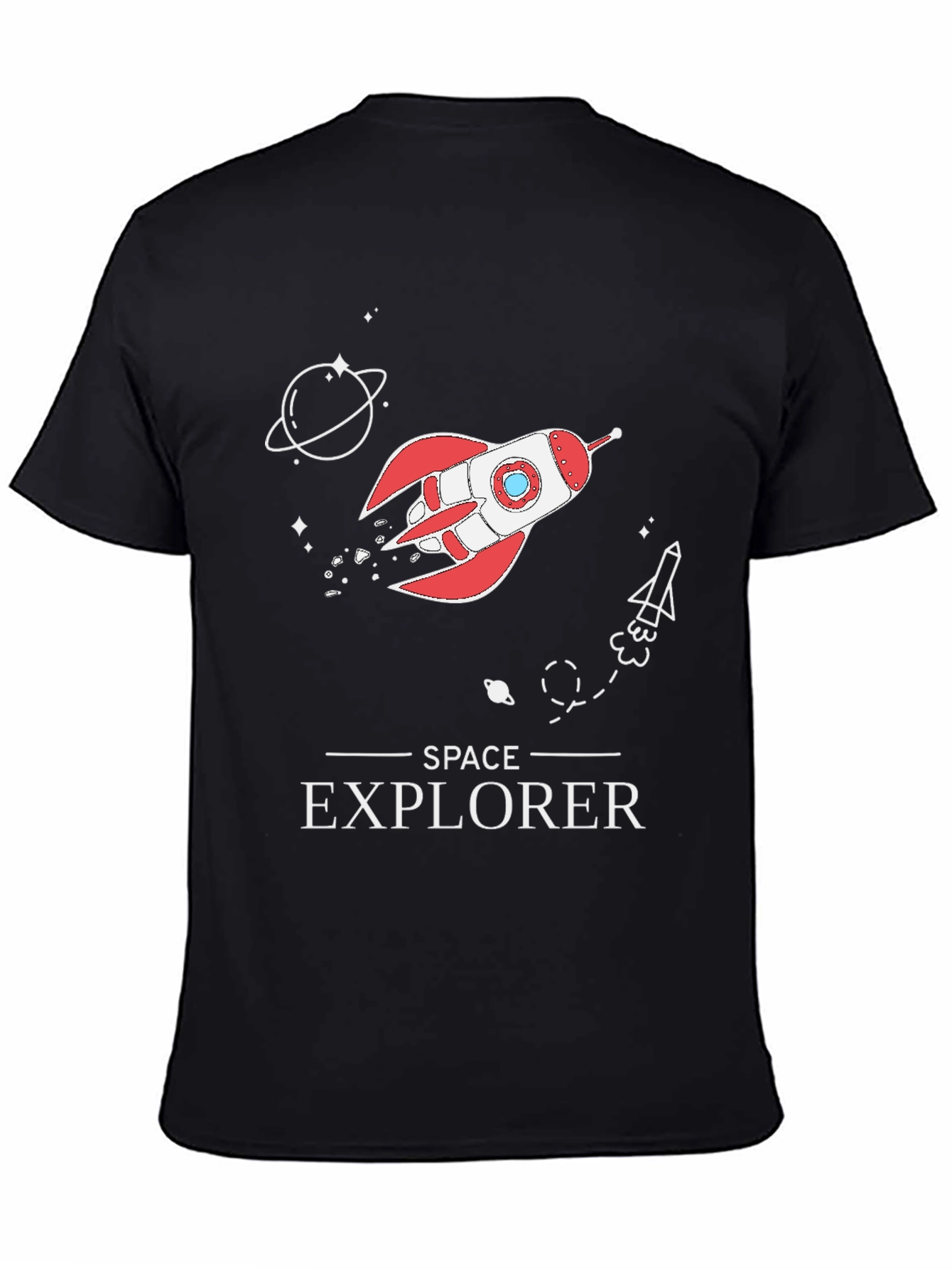 Space Explorer Graphic T-Shirt - Black Cotton Tee