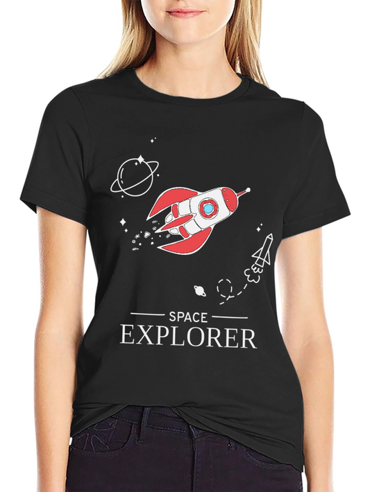Space Explorer Graphic T-Shirt - Black Cotton Tee