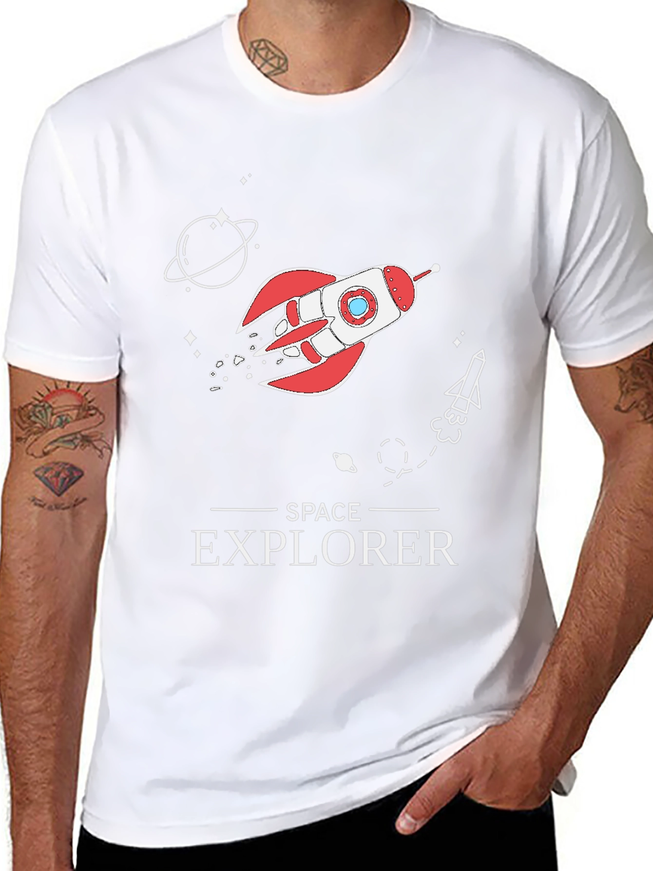 Space Explorer Graphic T-Shirt - Black Cotton Tee