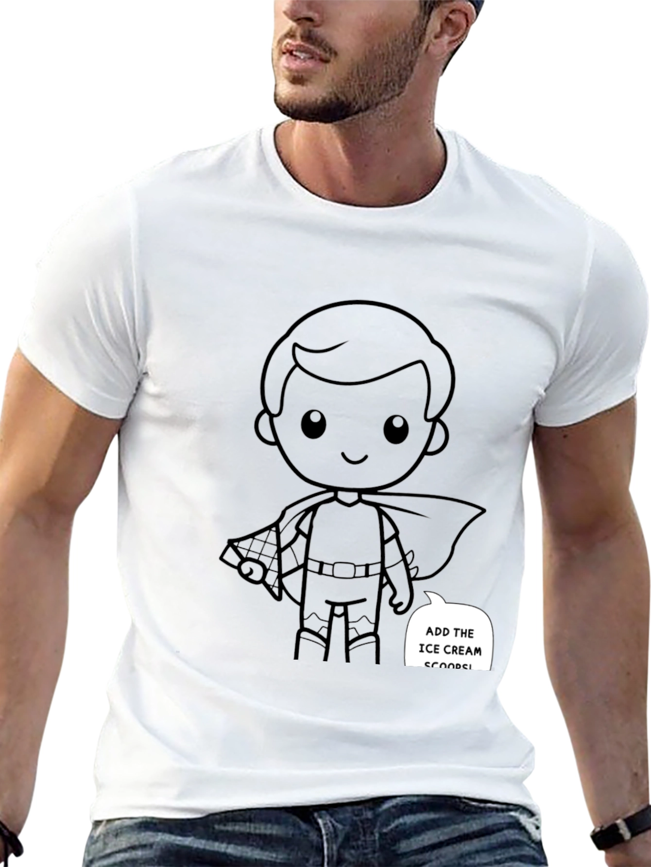 Superhero Cartoon Graphic Black T-Shirt