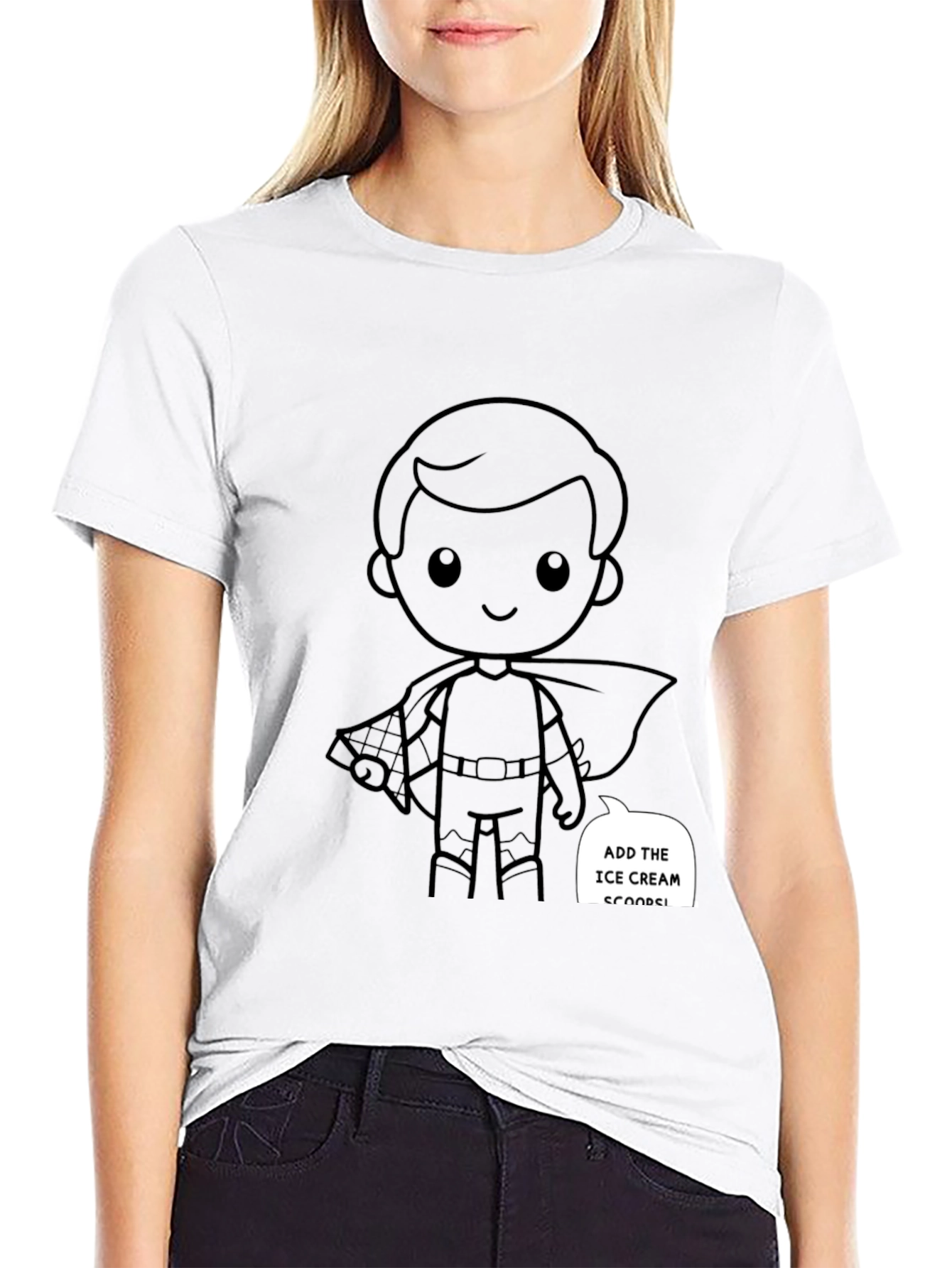 Superhero Cartoon Graphic Black T-Shirt