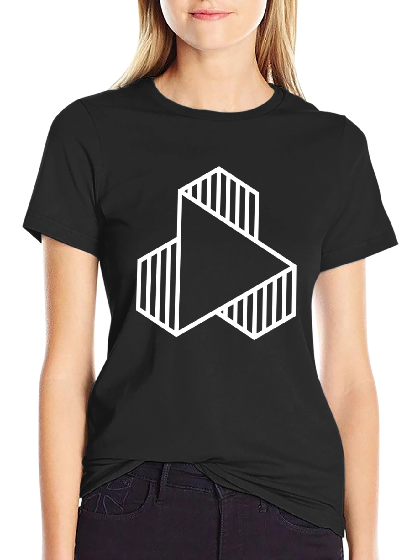 Geometric Illusion Black Tee