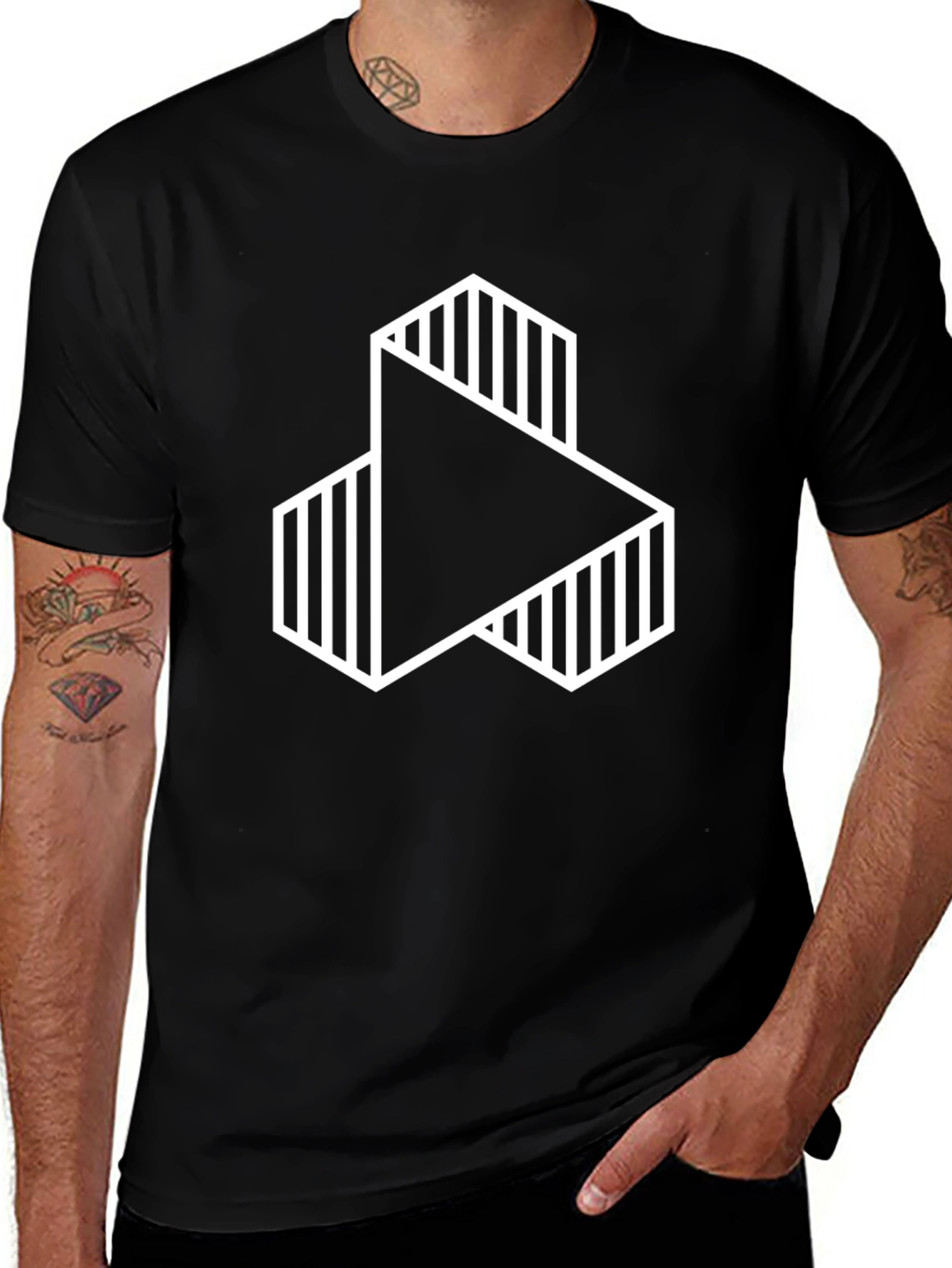 Geometric Illusion Black Tee