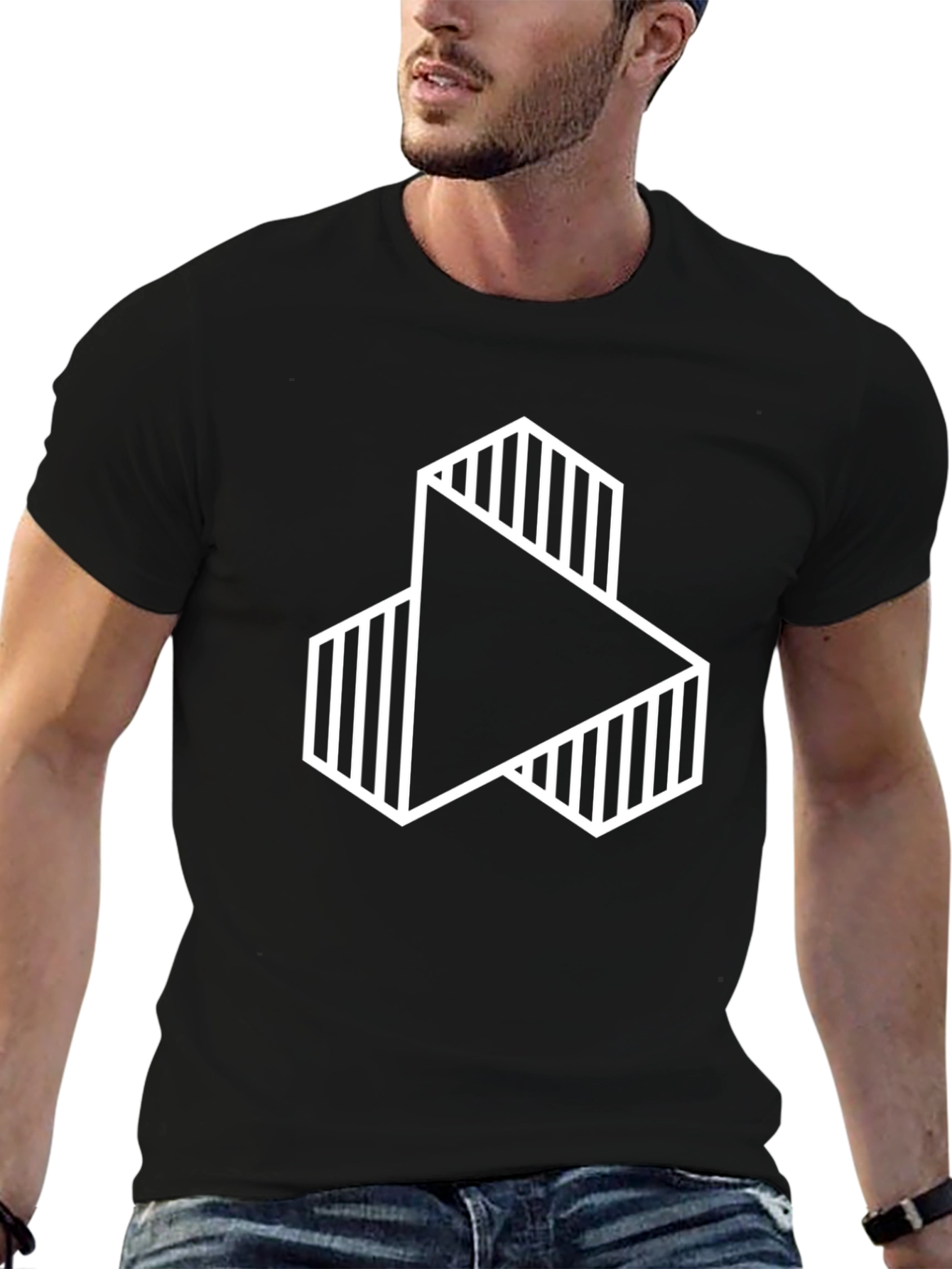 Geometric Illusion Black Tee