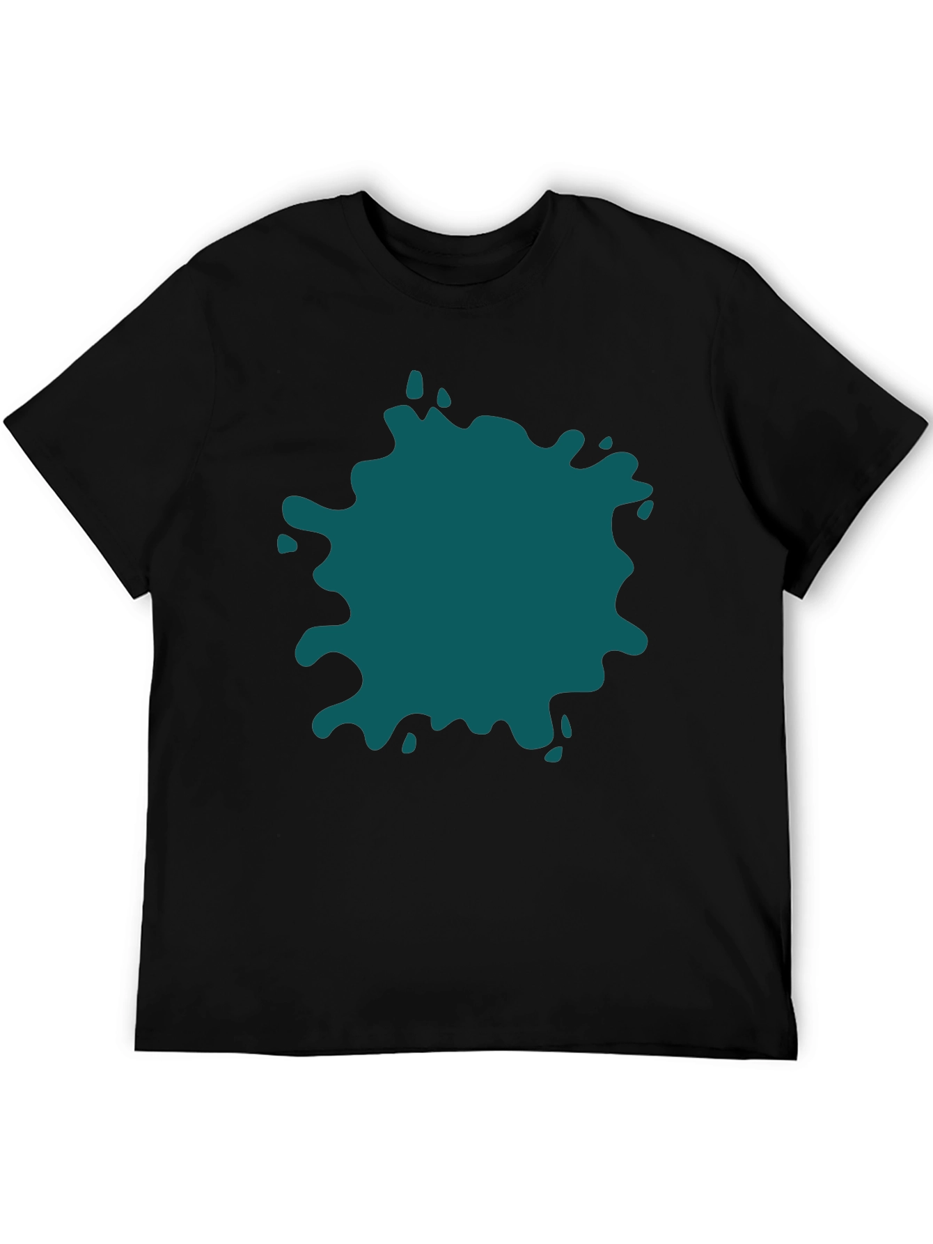 Bold Teal Splatter Black T-Shirt - Unique Design