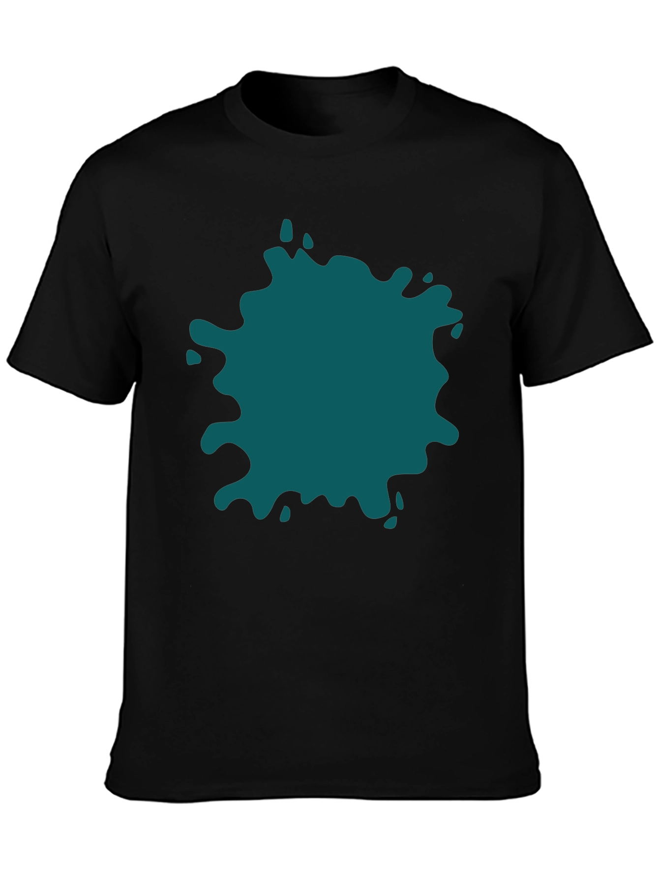 Bold Teal Splatter Black T-Shirt - Unique Design