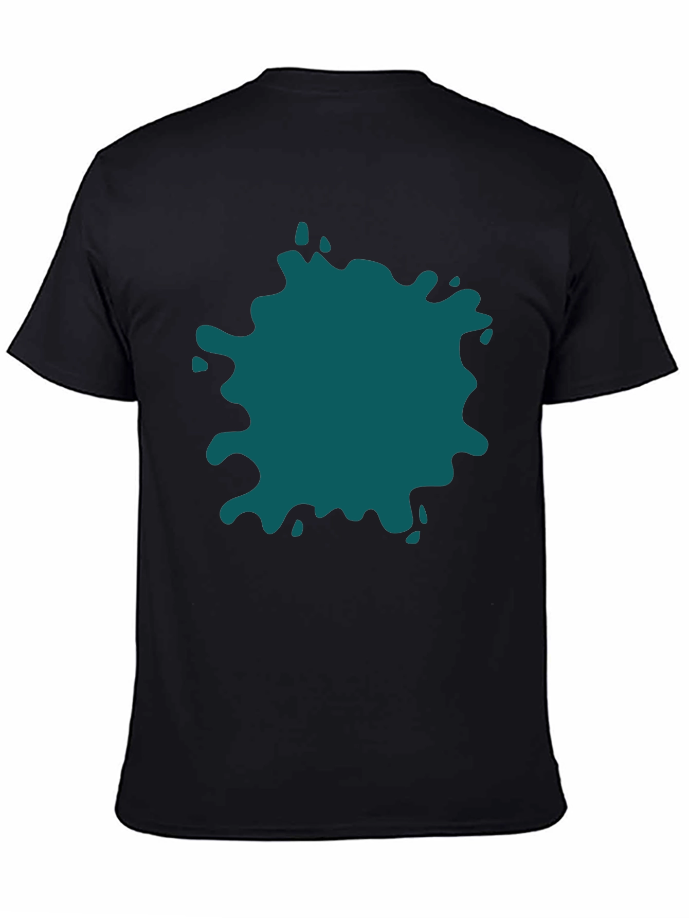 Bold Teal Splatter Black T-Shirt - Unique Design