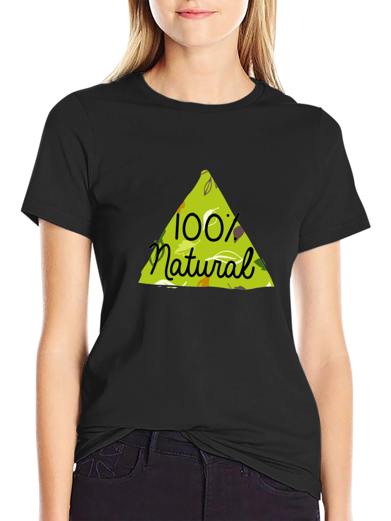 100% Natural Graphic Tee - Black Cotton Blend Shirt