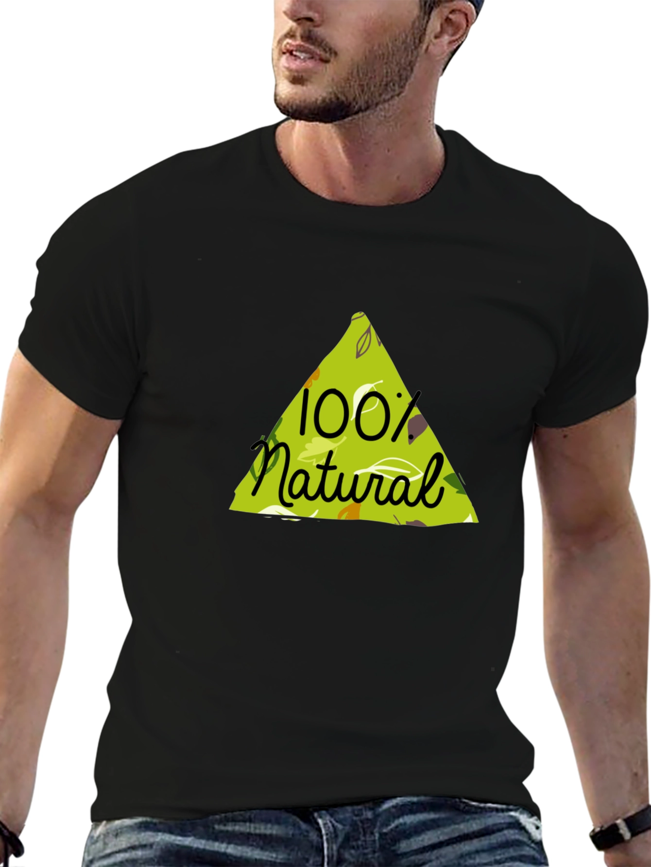 100% Natural Graphic Tee - Black Cotton Blend Shirt