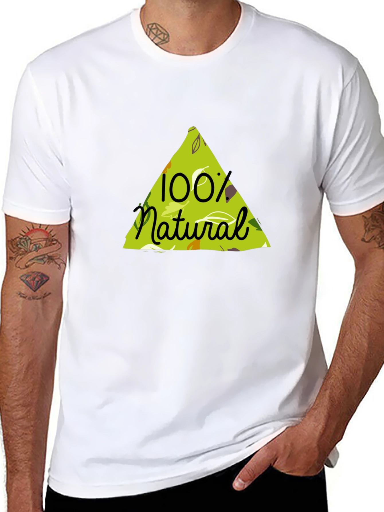 100% Natural Graphic Tee - Black Cotton Blend Shirt