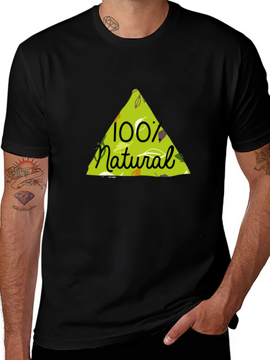100% Natural Graphic Tee - Black Cotton Blend Shirt