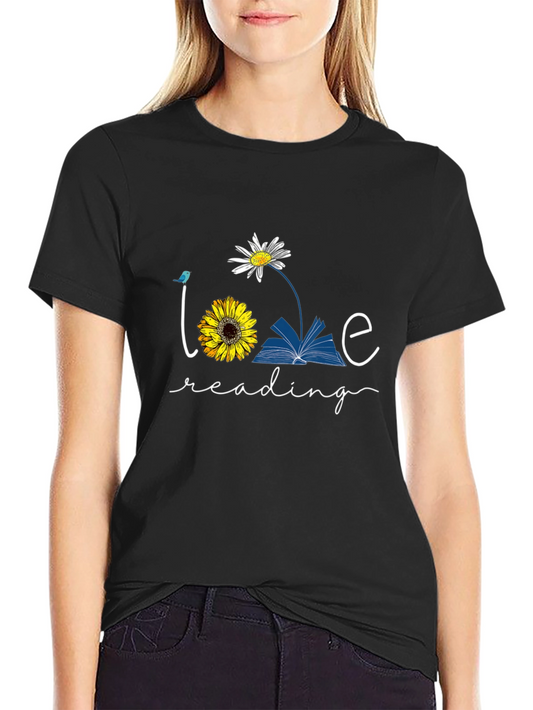 Love Reading Graphic T-Shirt Floral Book Tee