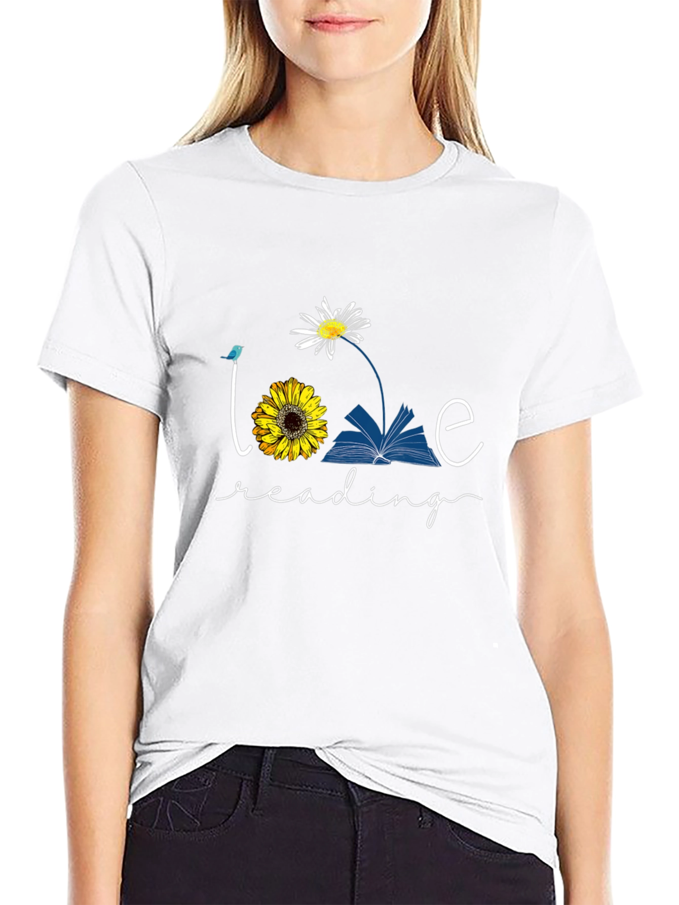 Love Reading Graphic T-Shirt Floral Book Tee