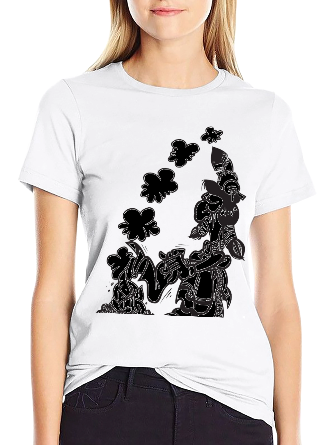 Abstract Print Black T-Shirt