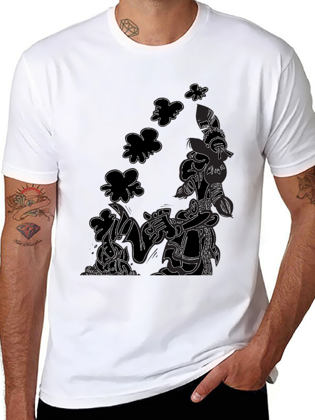 Abstract Print Black T-Shirt