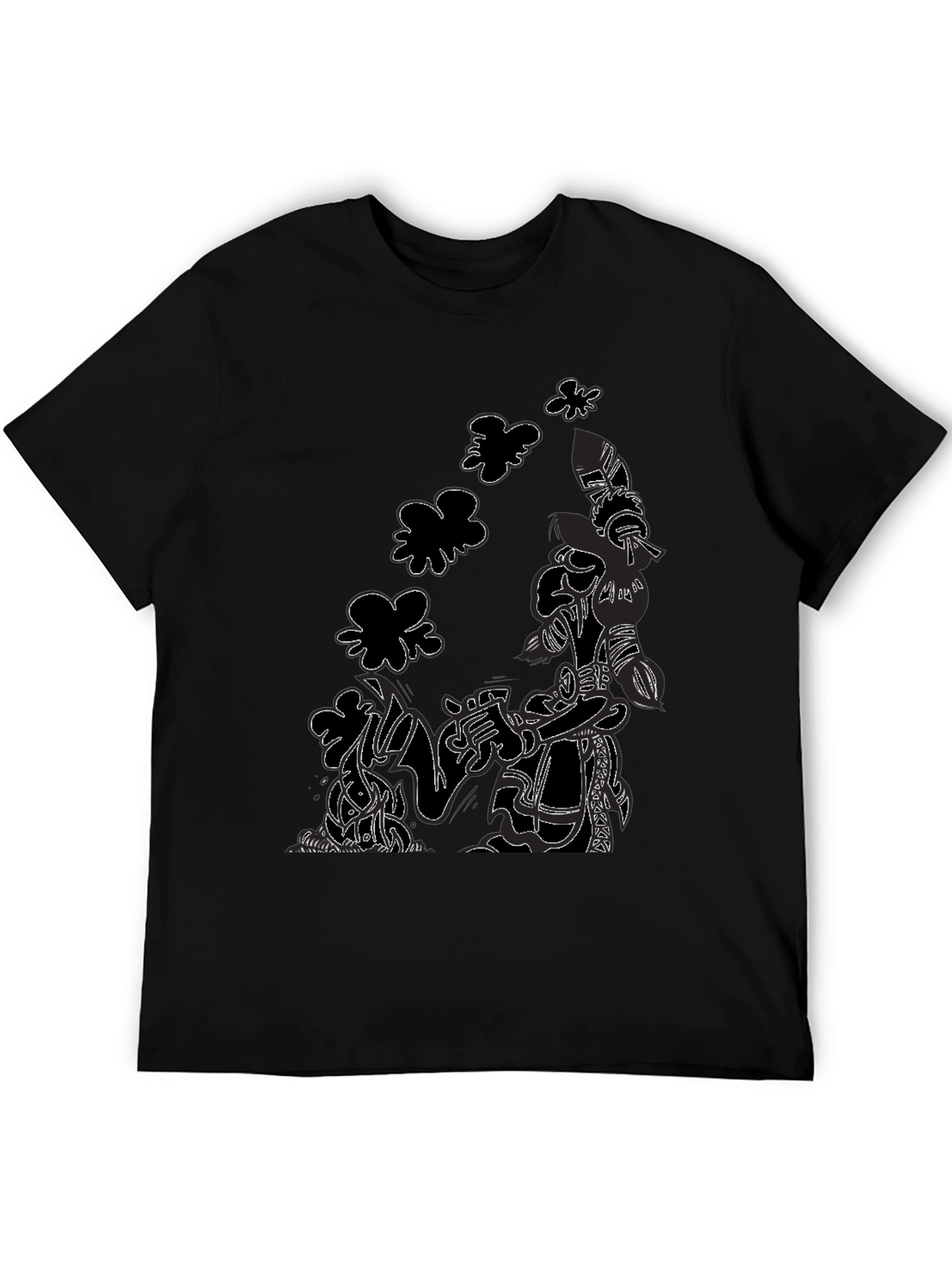 Abstract Print Black T-Shirt