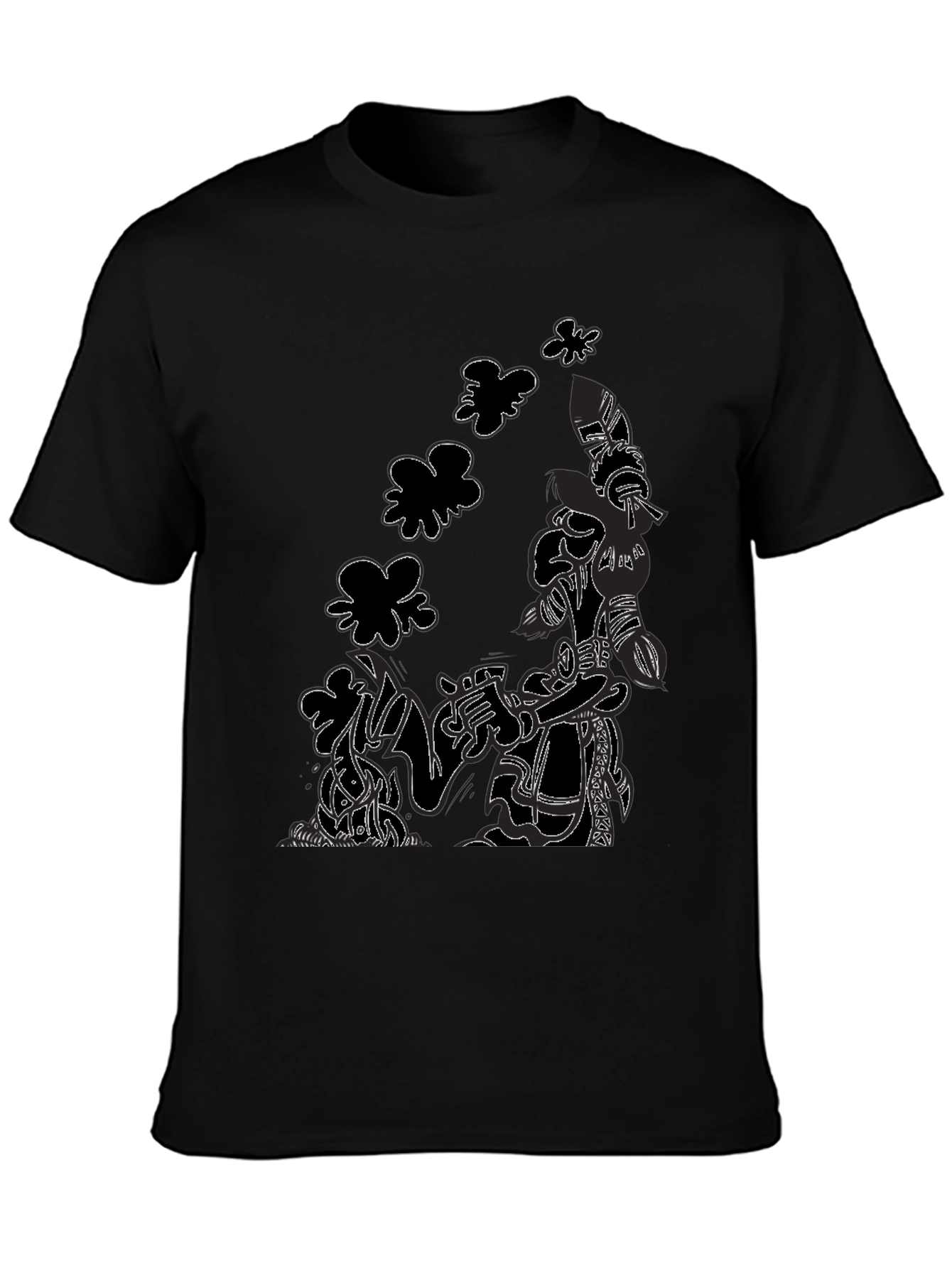 Abstract Print Black T-Shirt