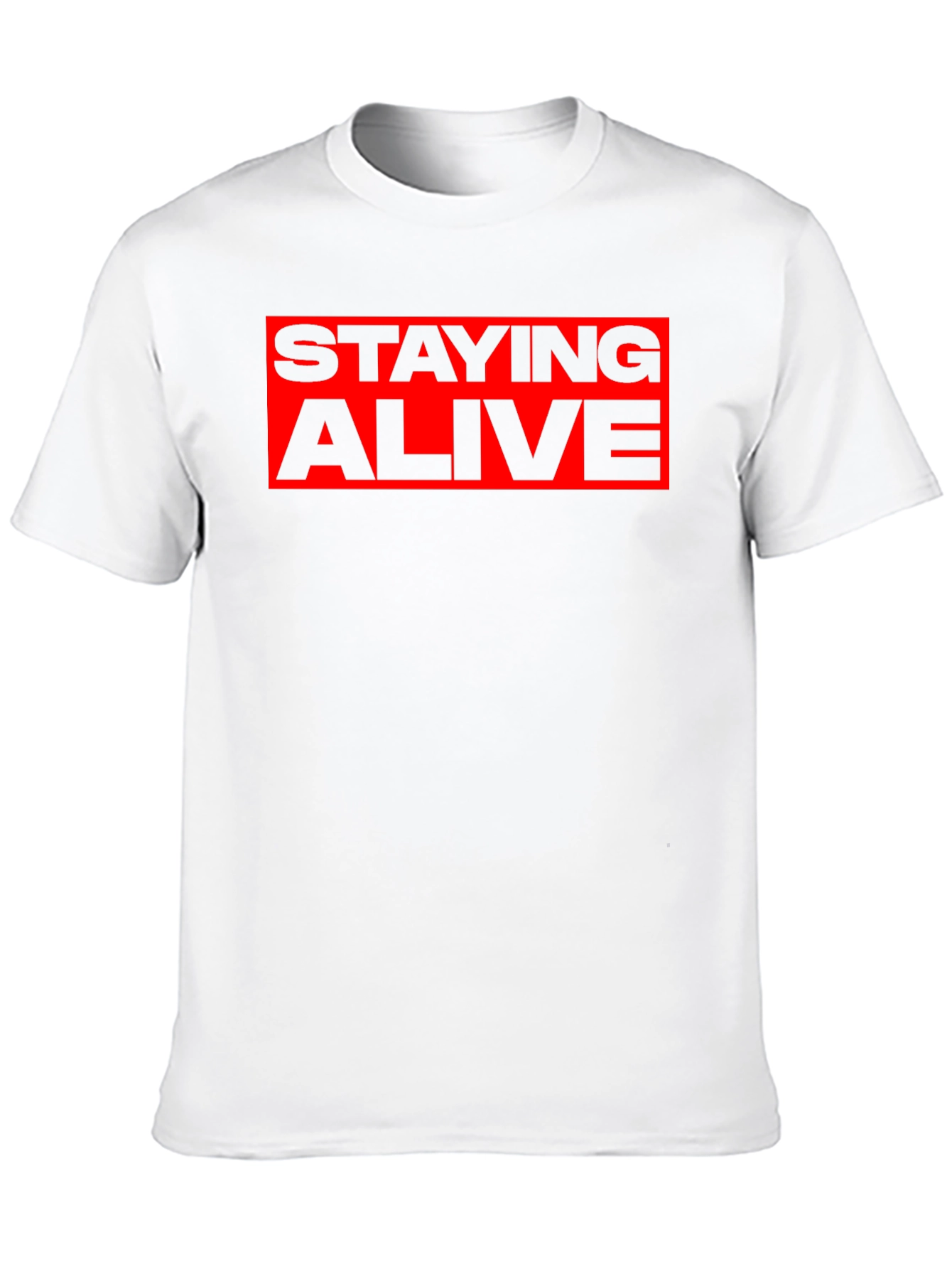 Staying Alive Graphic Tee - Bold Red Print