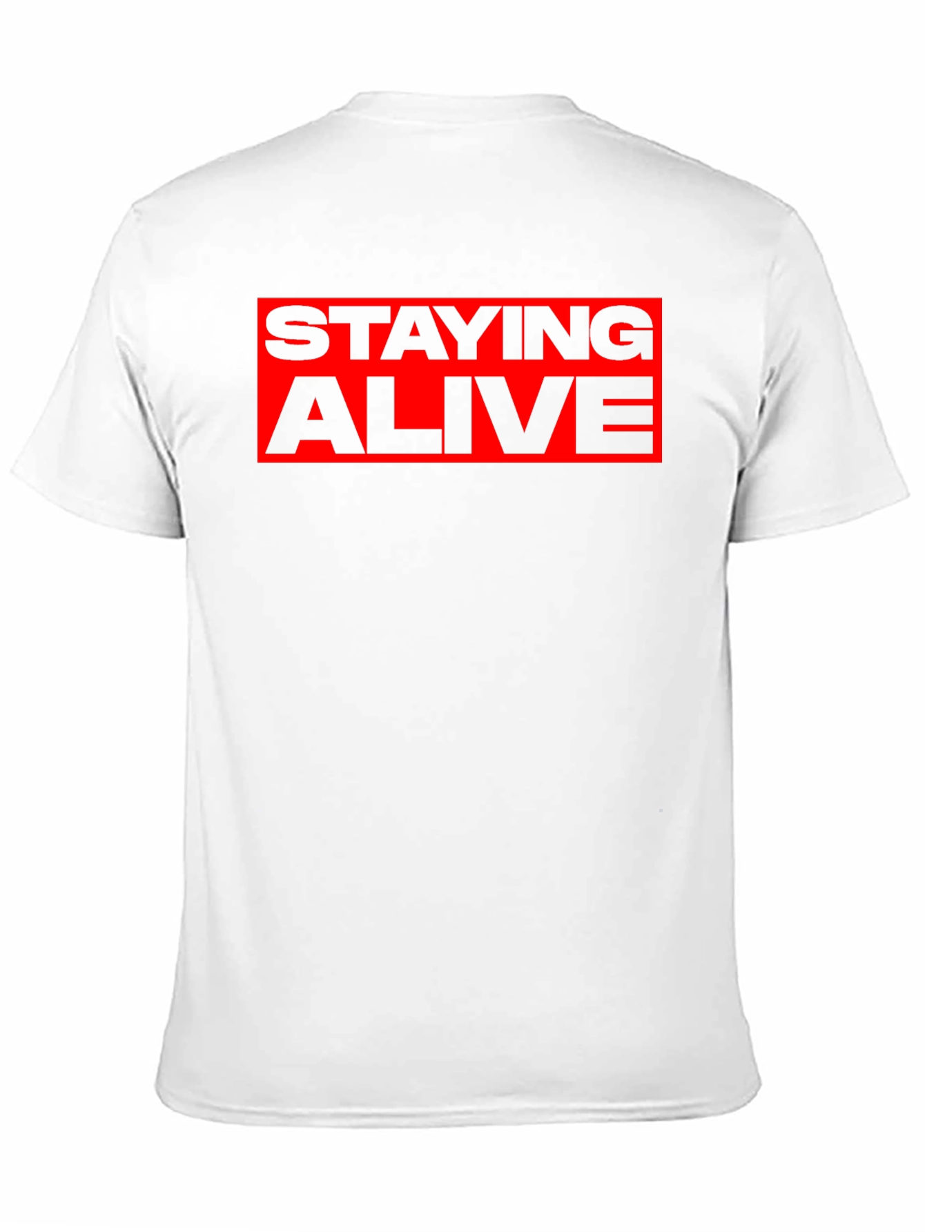 Staying Alive Graphic Tee - Bold Red Print