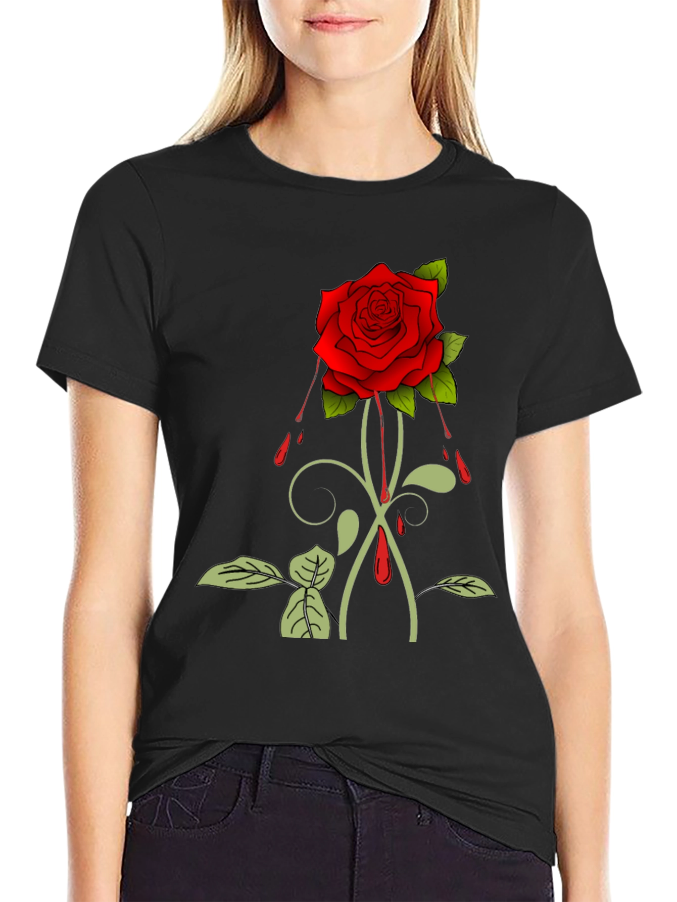 Rose Graphic T-Shirt - Black
