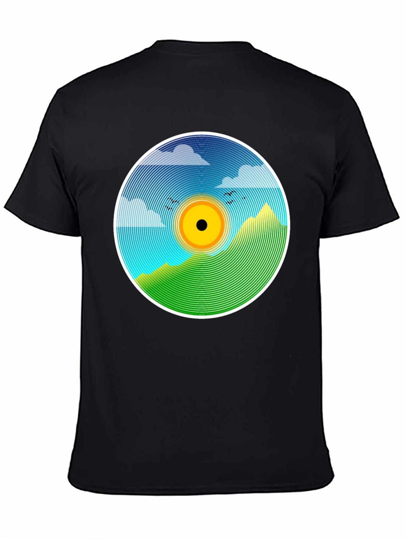 Nature Scene Vinyl Graphic Tee - Stylish Black T-Shirt