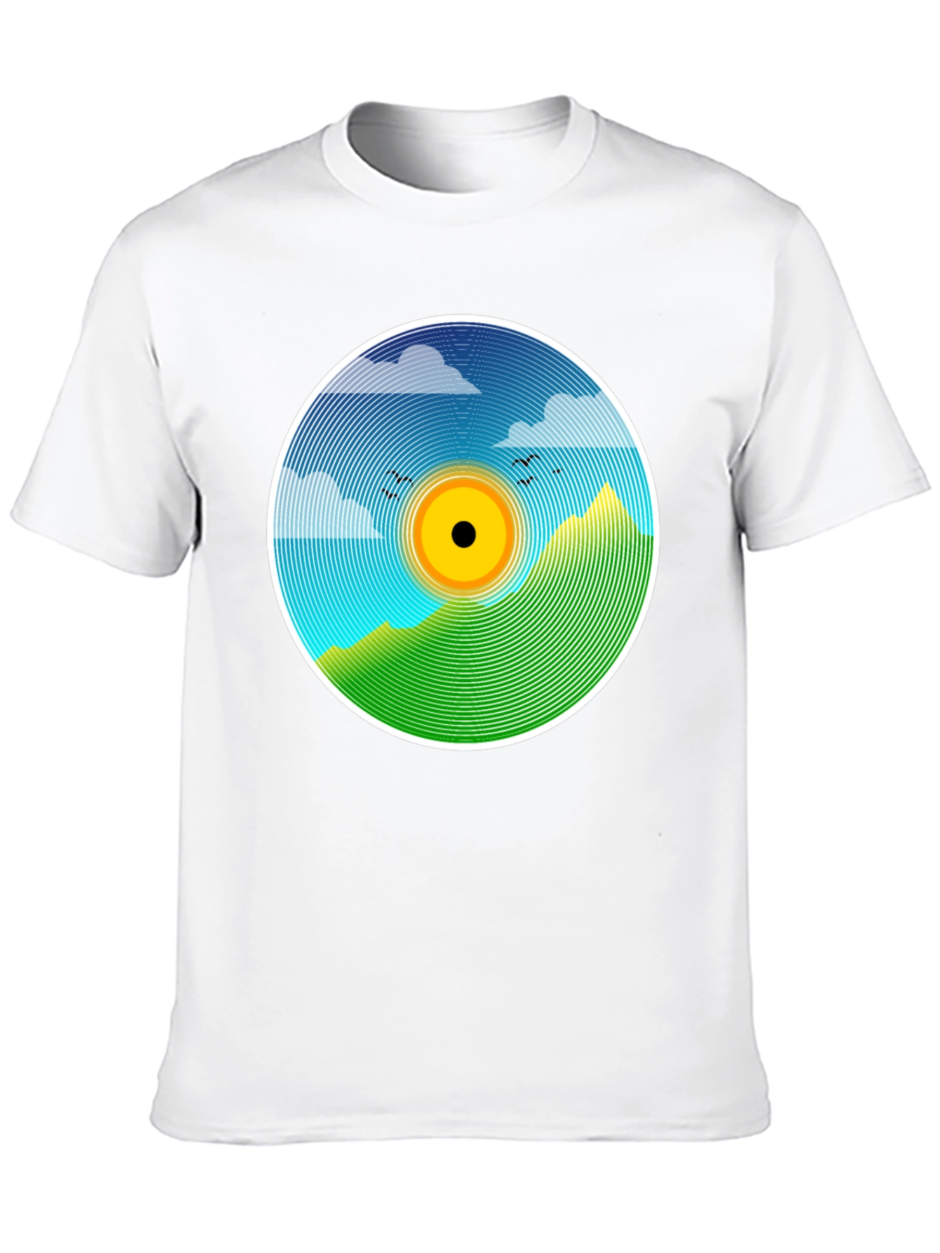 Nature Scene Vinyl Graphic Tee - Stylish Black T-Shirt