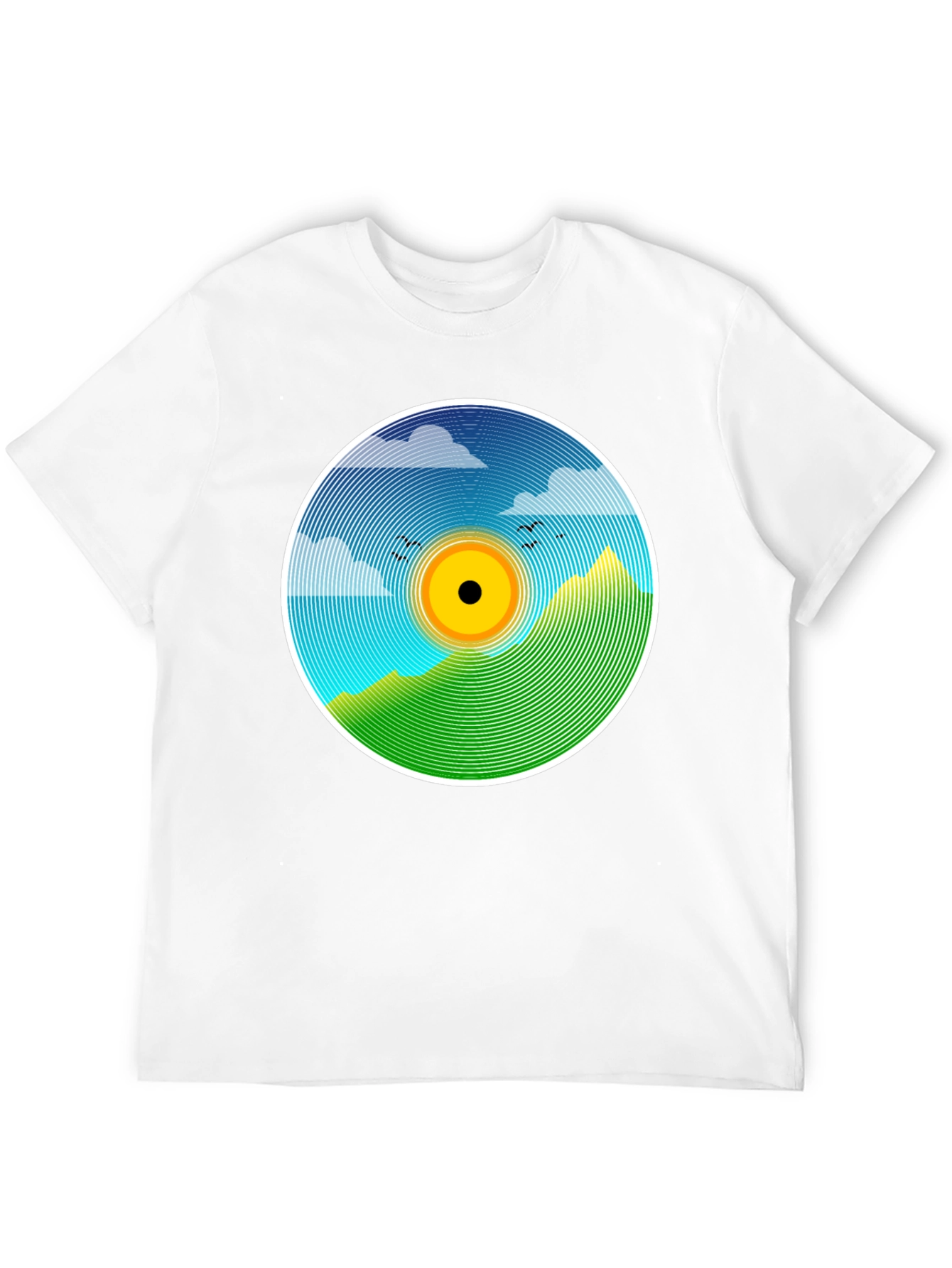 Nature Scene Vinyl Graphic Tee - Stylish Black T-Shirt