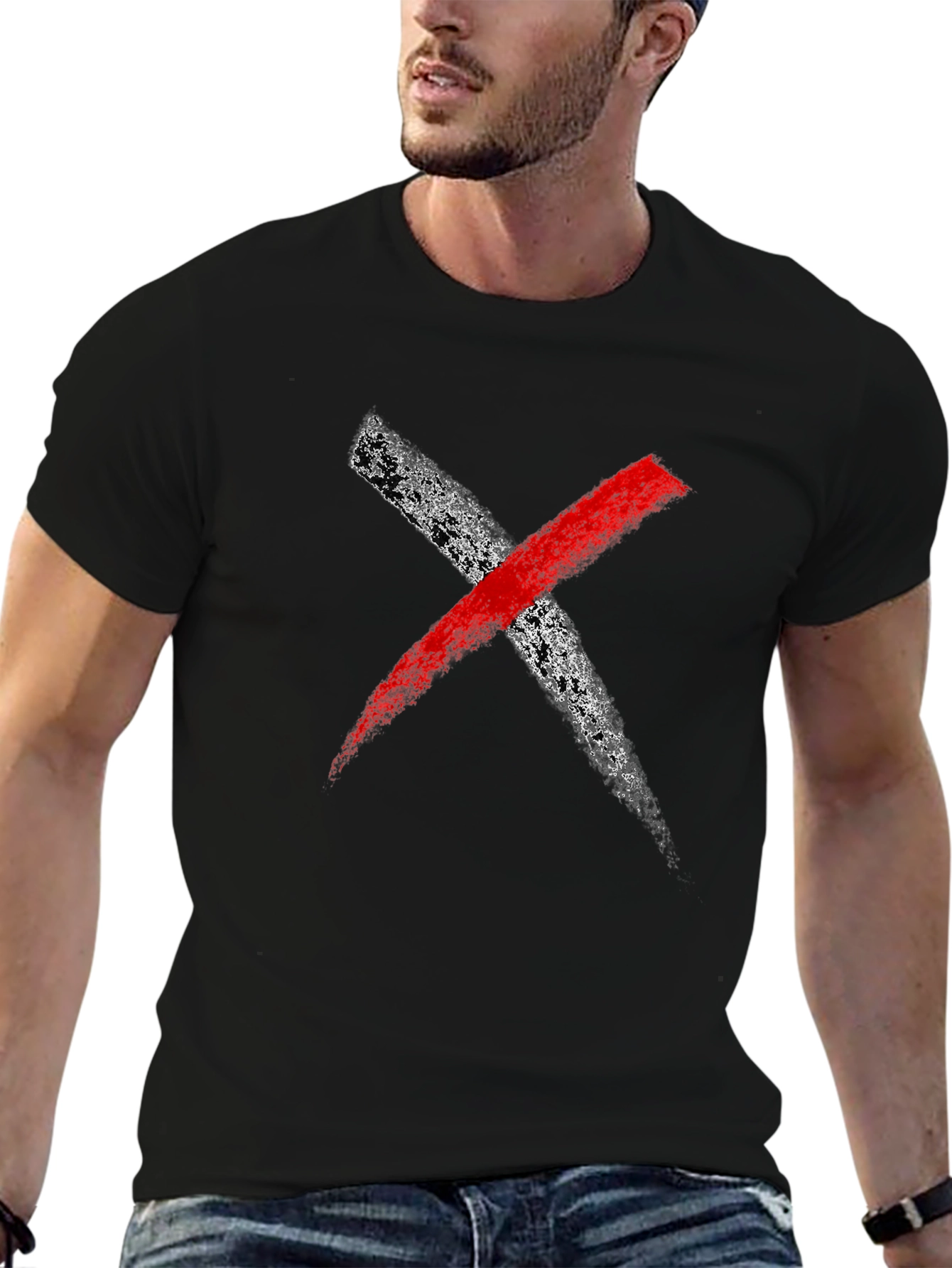 Bold X Graphic Tee - Black