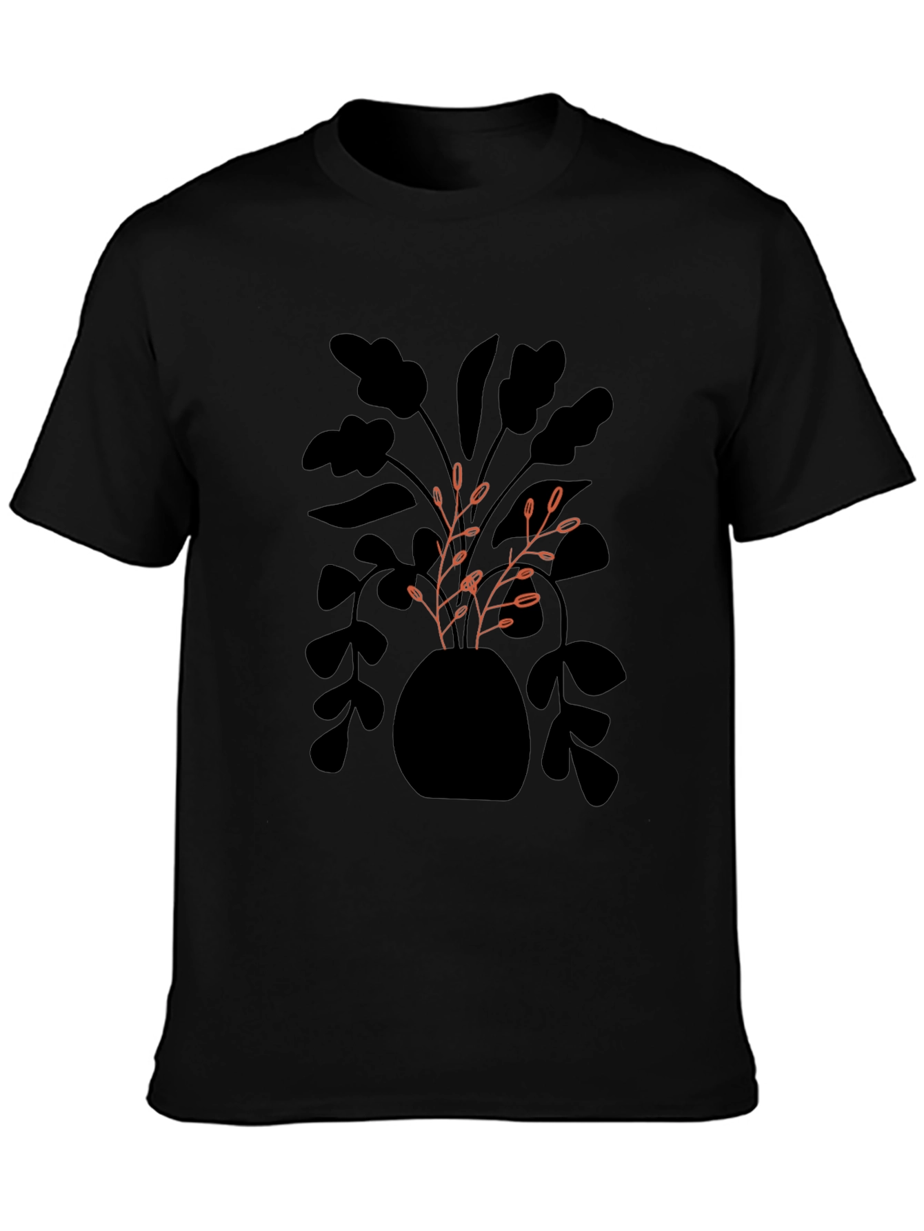 Modern Plant Graphic Black T-Shirt