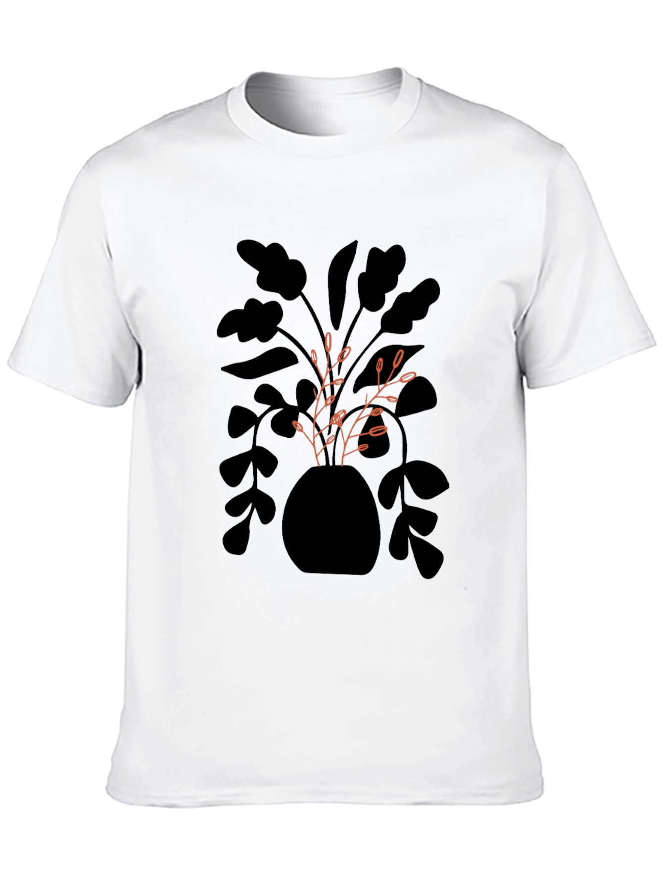 Modern Plant Graphic Black T-Shirt