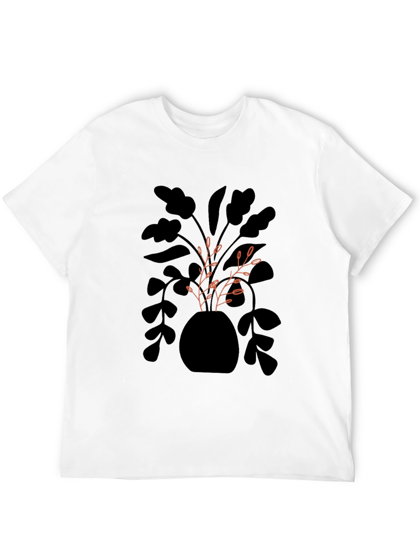 Modern Plant Graphic Black T-Shirt