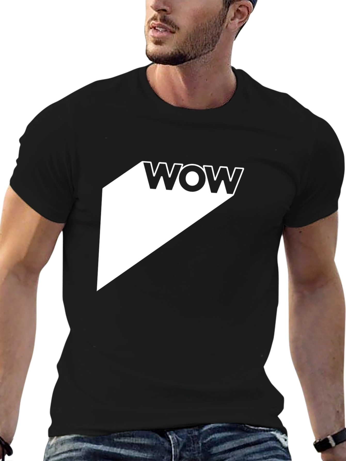 WOW Graphic Tee - Modern Black T-Shirt