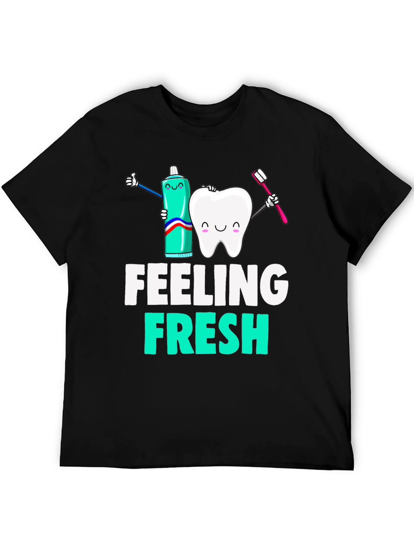 Feeling Fresh Black Graphic T-Shirt - Dental Hygiene