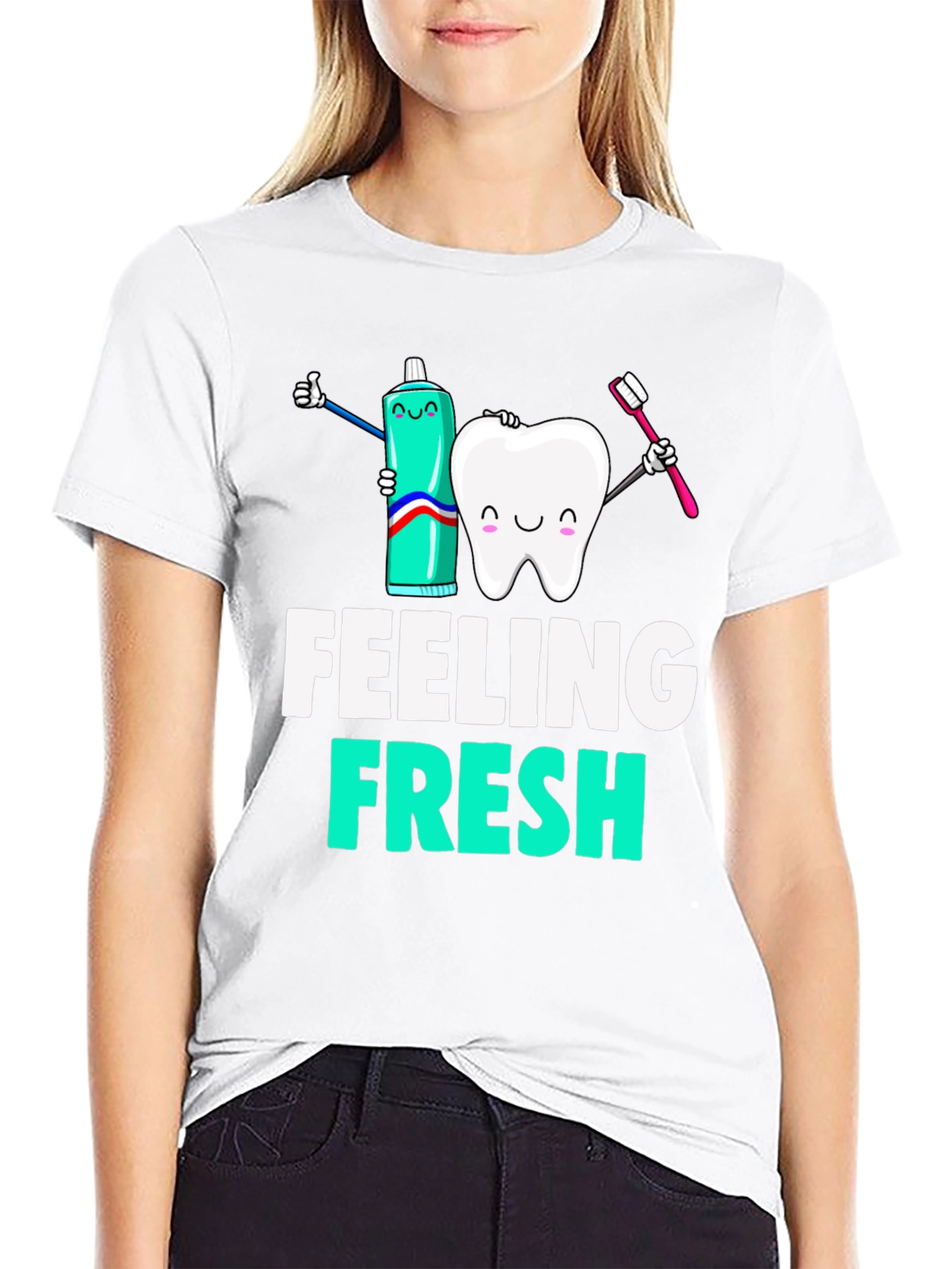 Feeling Fresh Black Graphic T-Shirt - Dental Hygiene