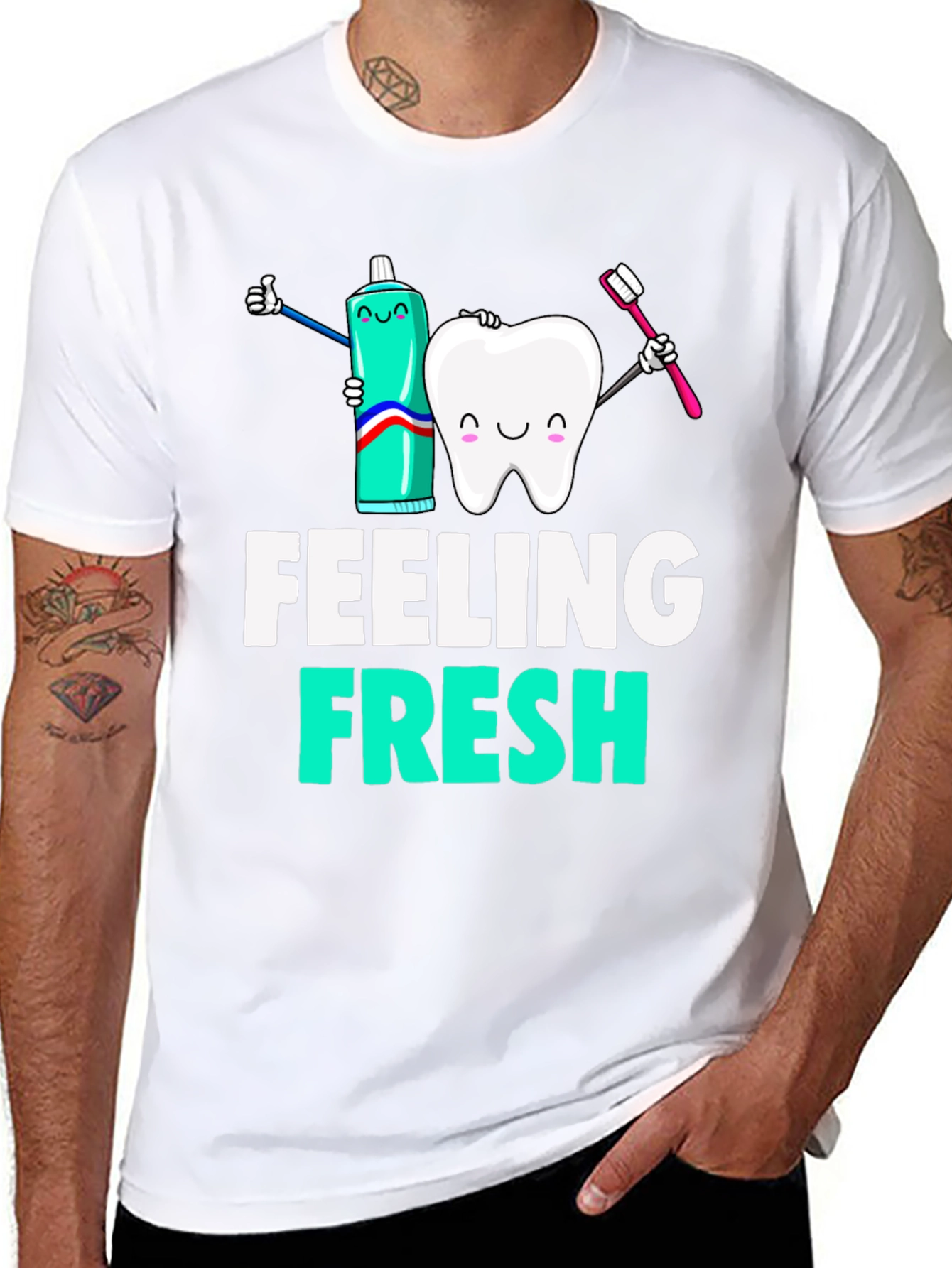 Feeling Fresh Black Graphic T-Shirt - Dental Hygiene
