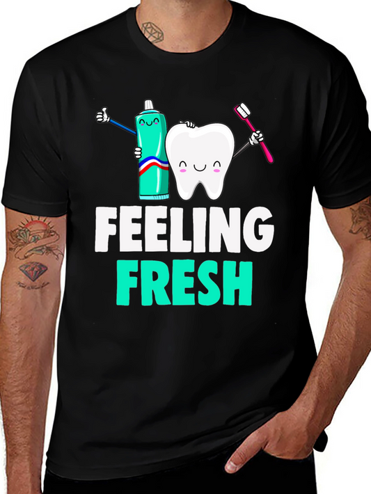Feeling Fresh Black Graphic T-Shirt - Dental Hygiene