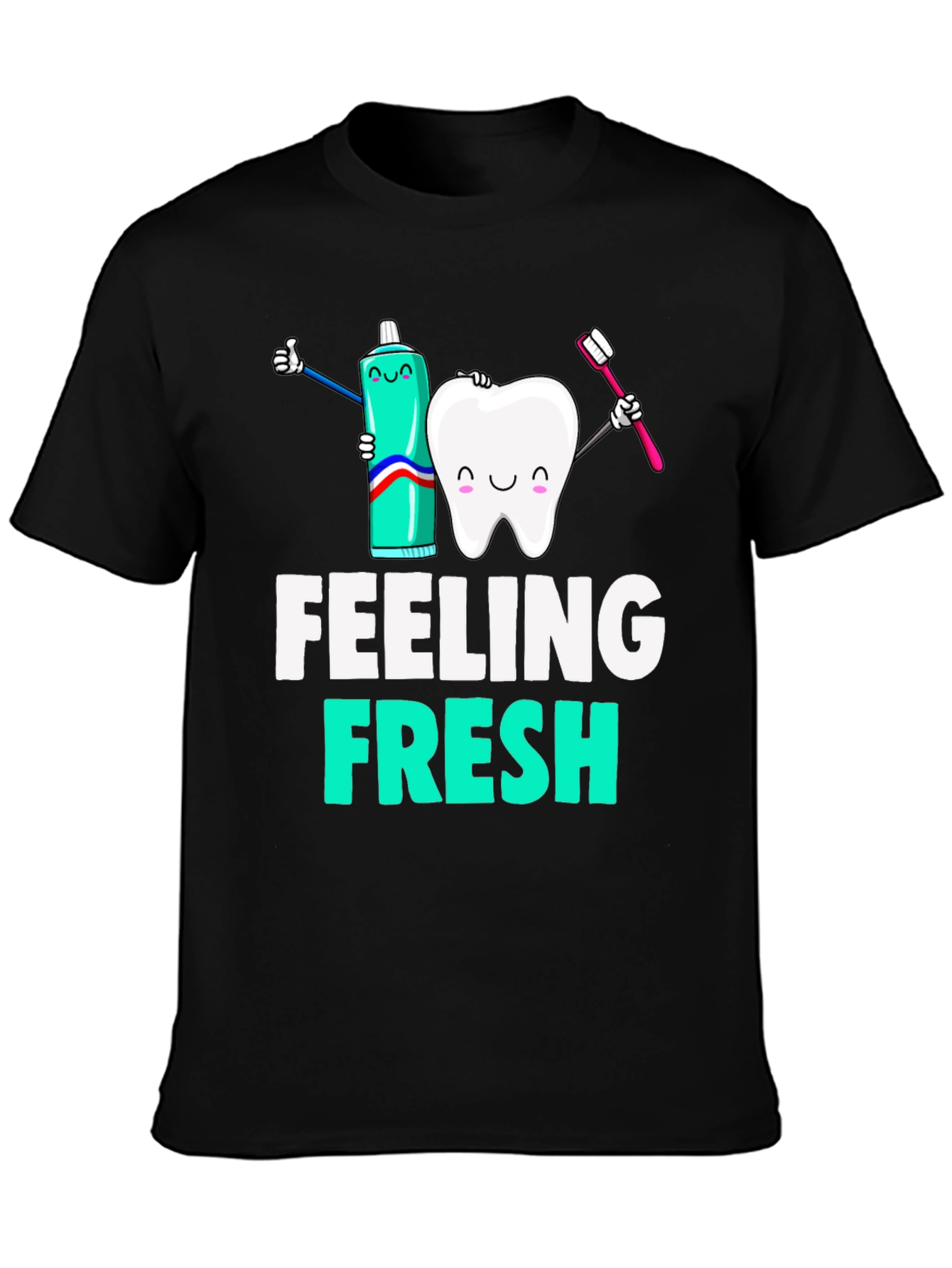 Feeling Fresh Black Graphic T-Shirt - Dental Hygiene
