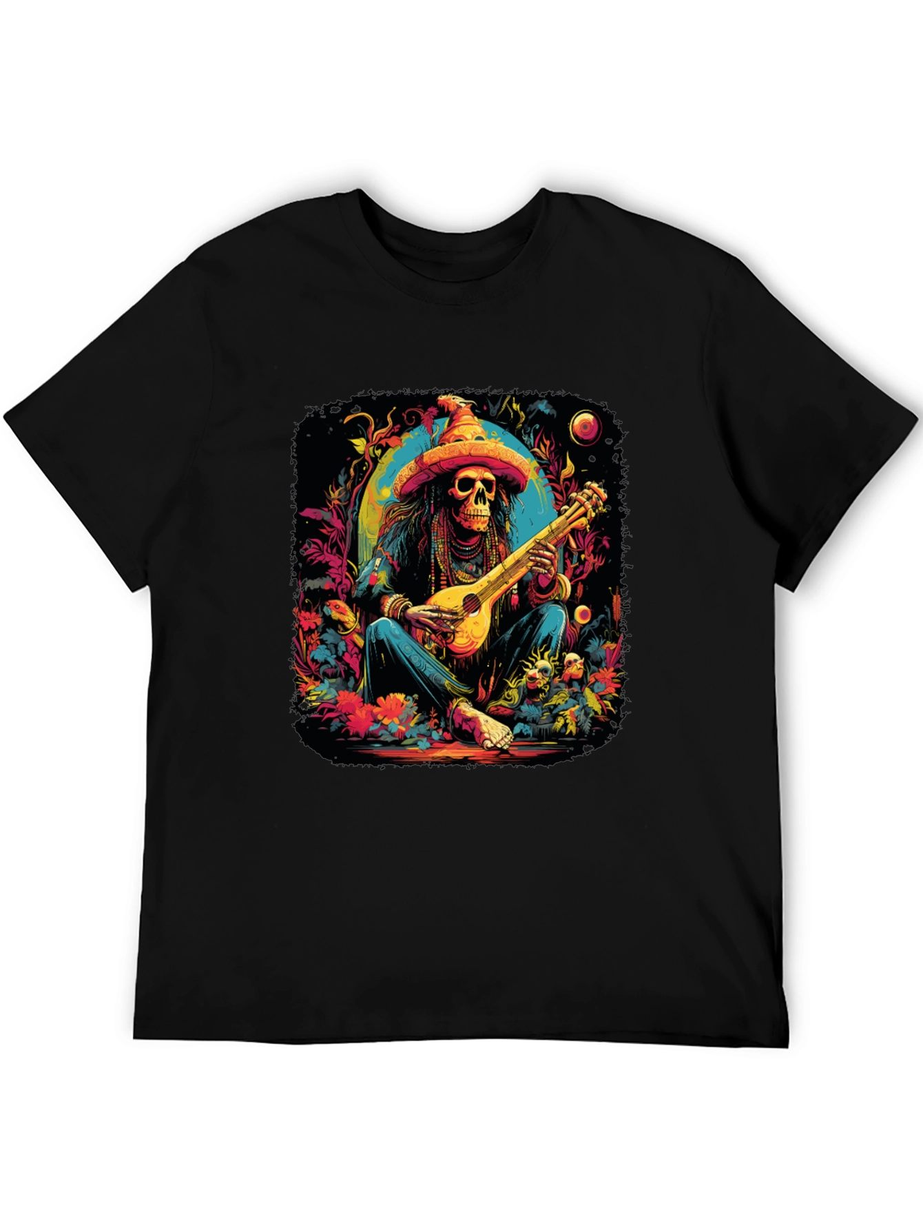 Day of the Dead Skeleton Musician Graphic Tee
