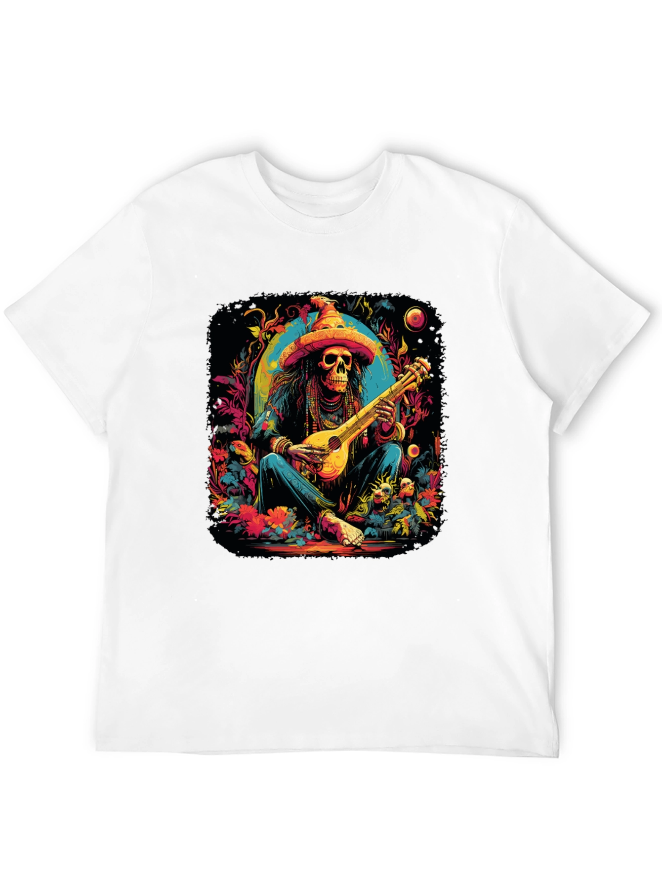 Day of the Dead Skeleton Musician Graphic Tee