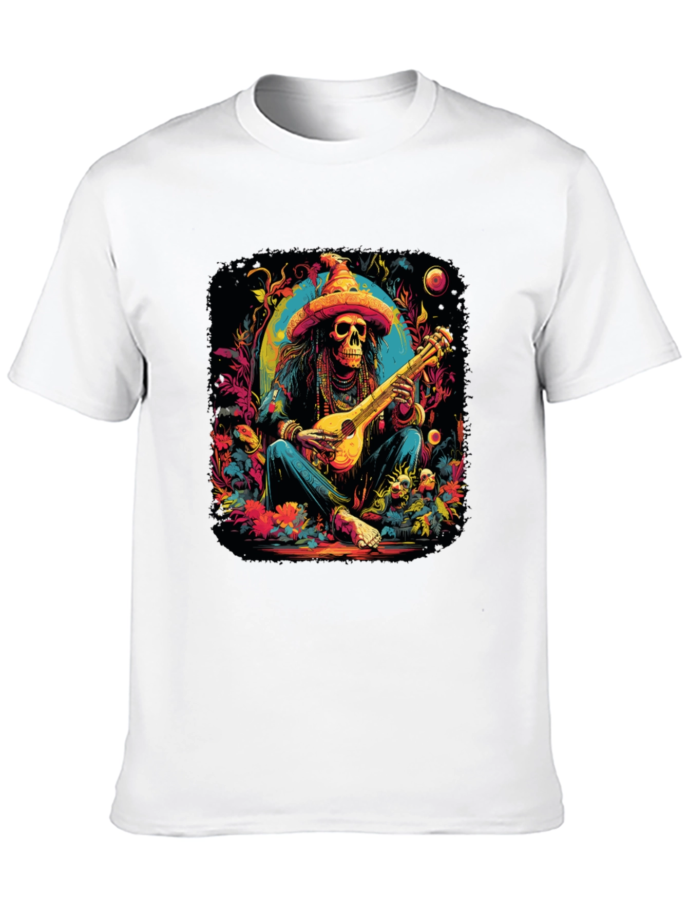 Day of the Dead Skeleton Musician Graphic Tee