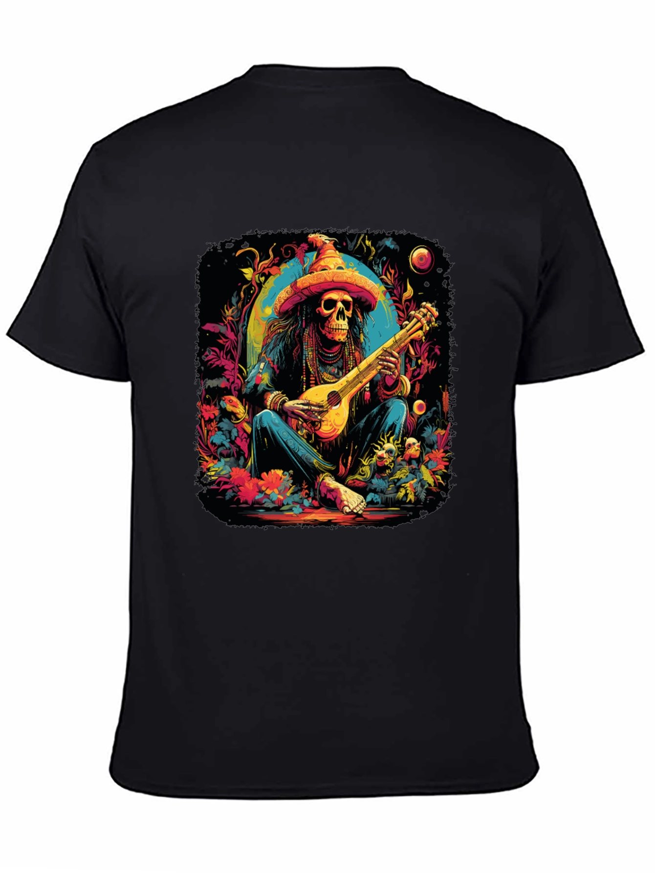 Day of the Dead Skeleton Musician Graphic Tee