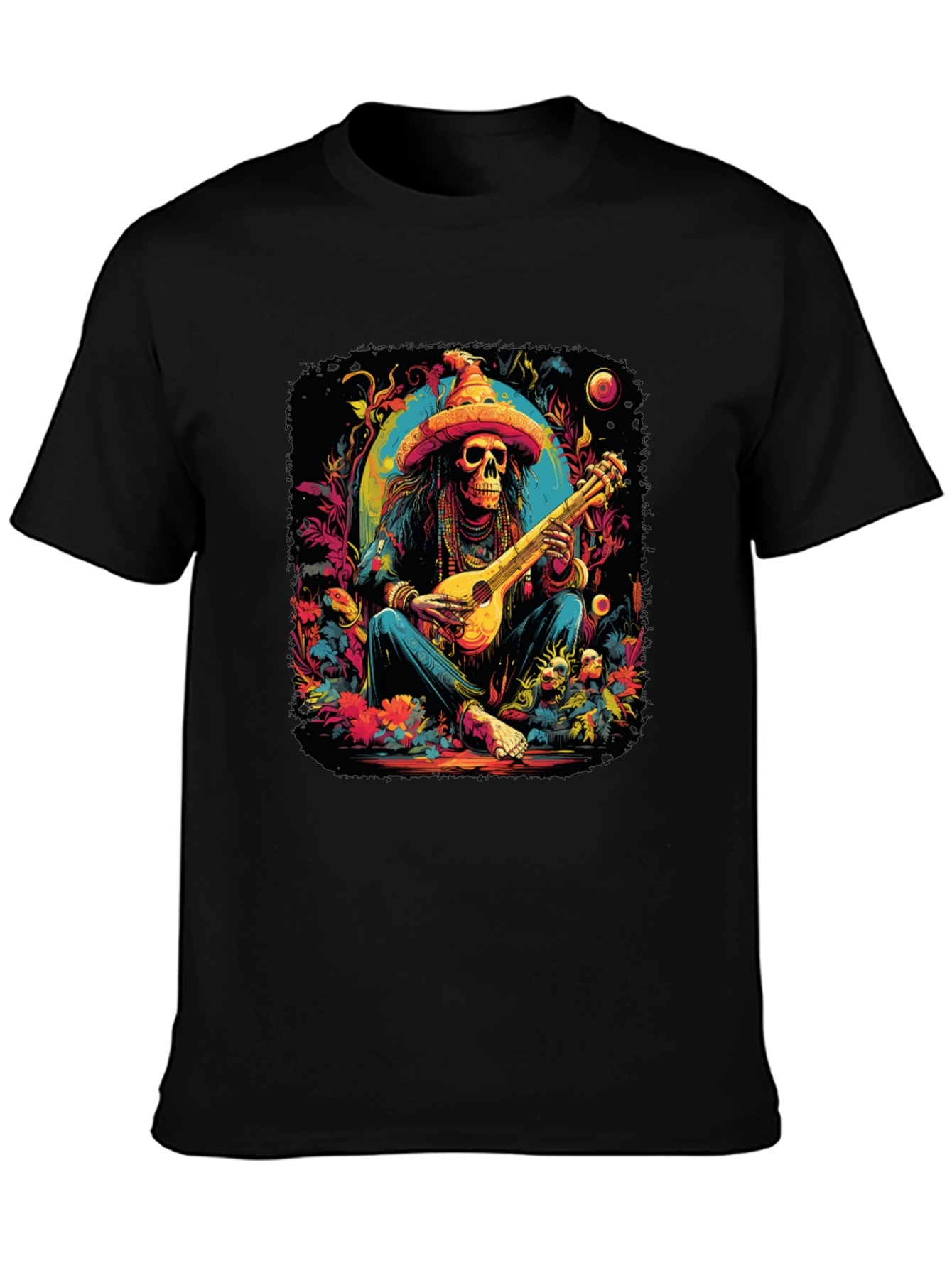 Day of the Dead Skeleton Musician Graphic Tee